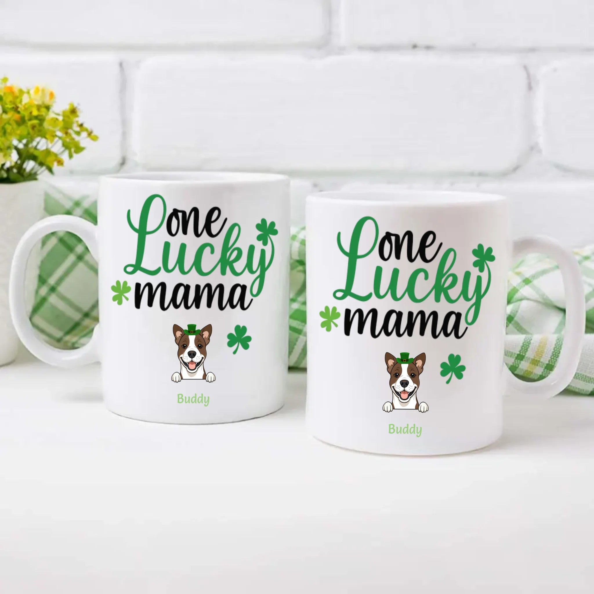 St Patrick’s Day Mug for Moms – Custom One Lucky Mama Cup with Dog Name - 89Prints