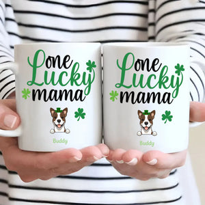 St Patrick’s Day Mug for Moms – Custom One Lucky Mama Cup with Dog Name - 89Prints