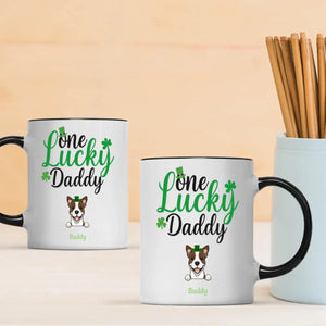 Dog Dad Personalized Gift – One Lucky Daddy St Patrick’s Day Magic Mug with Custom Dog Name - 89Prints