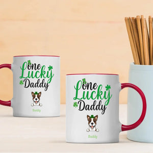 Dog Dad Personalized Gift – One Lucky Daddy St Patrick’s Day Magic Mug with Custom Dog Name - 89Prints