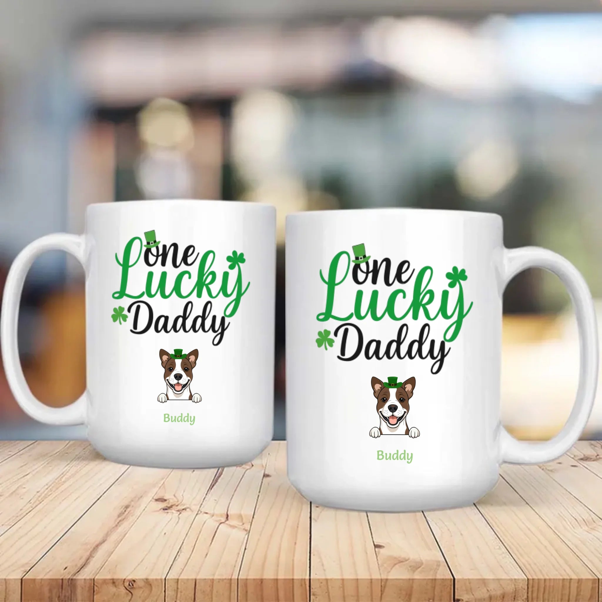 Dog Dad Personalized Gift – One Lucky Daddy St Patrick’s Day Magic Mug with Custom Dog Name - 89Prints