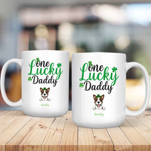 Dog Dad Personalized Gift – One Lucky Daddy St Patrick’s Day Magic Mug with Custom Dog Name - 89Prints