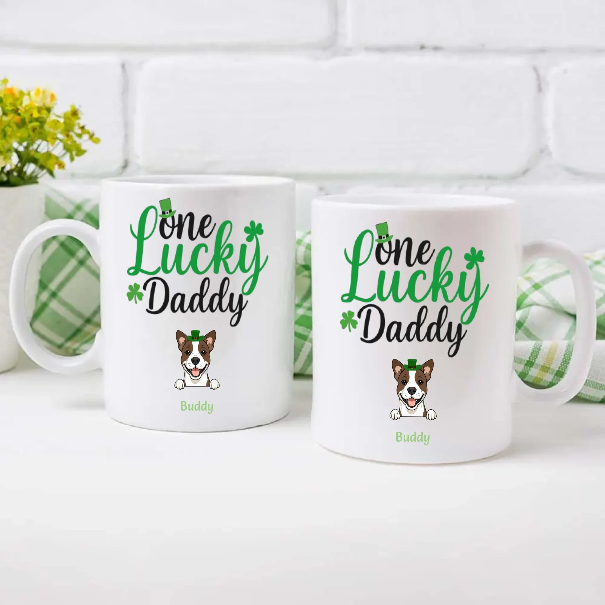 Dog Dad Personalized Gift – One Lucky Daddy St Patrick’s Day Magic Mug with Custom Dog Name - 89Prints