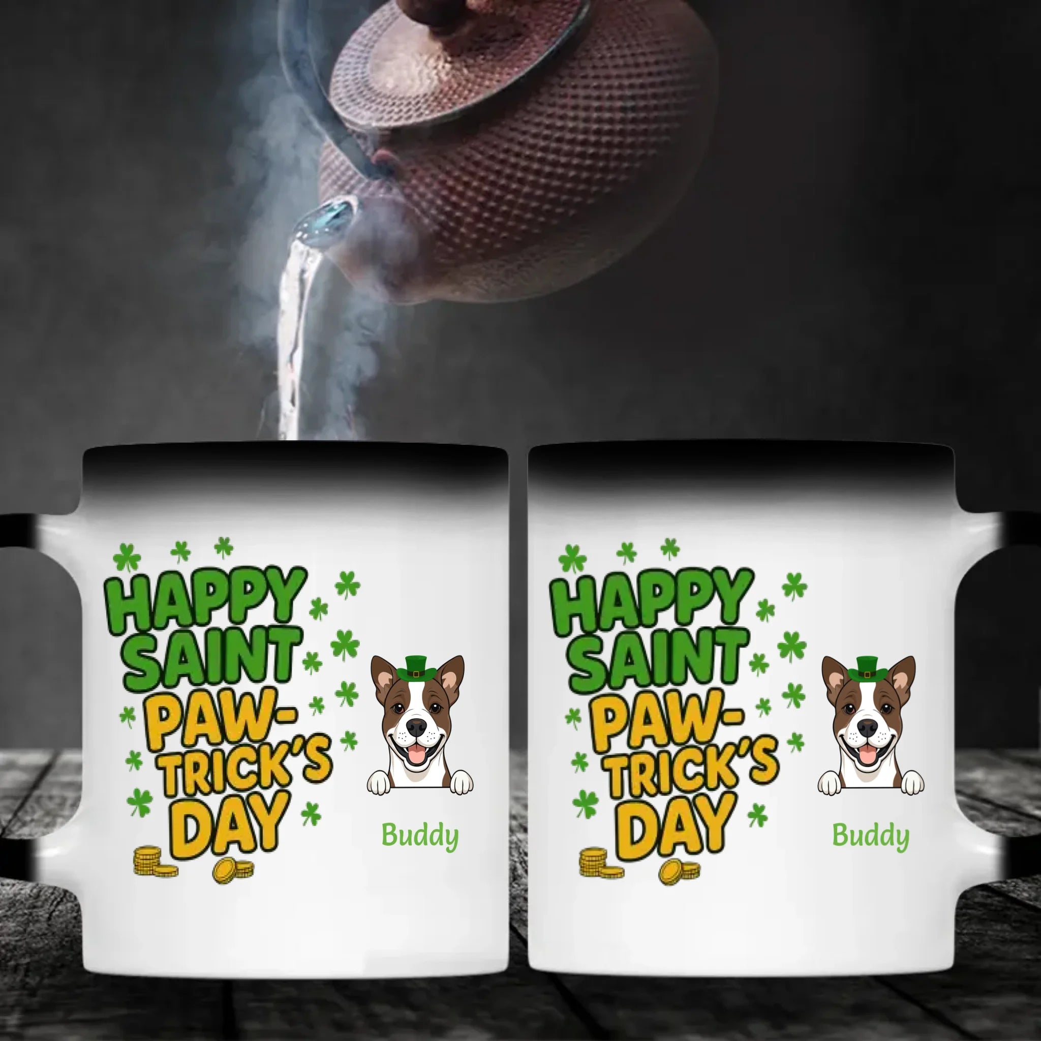 Custom Dog Dad Mug – “One Lucky Daddy” Heat-Reveal Cup for St Patrick’s Day - 89Prints