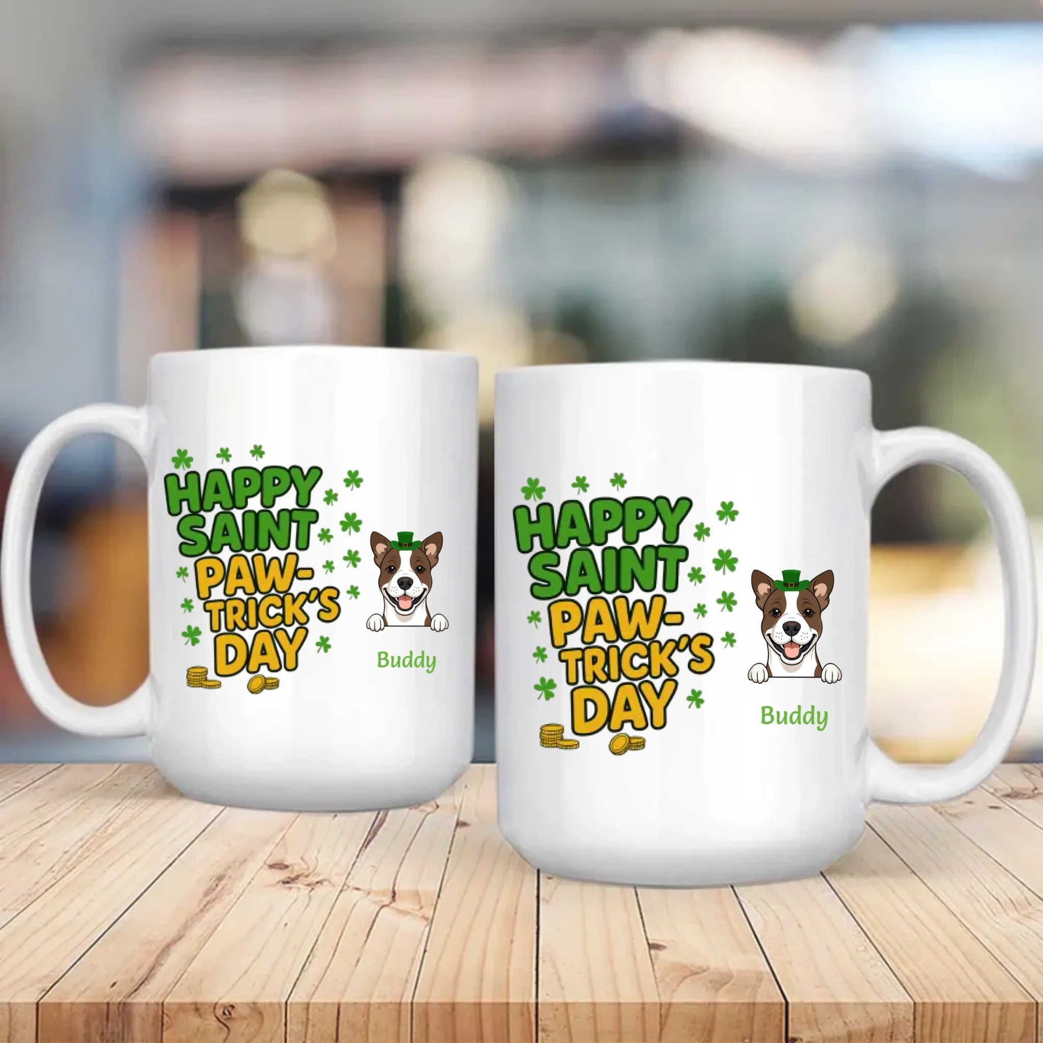 Custom Dog Dad Mug – “One Lucky Daddy” Heat-Reveal Cup for St Patrick’s Day - 89Prints