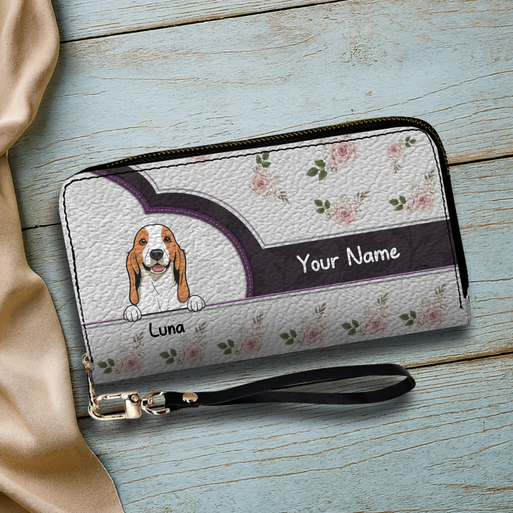 Rose Personalized Pet Wallet – Custom Dog & Cat Portrait Wallet | 89Prints