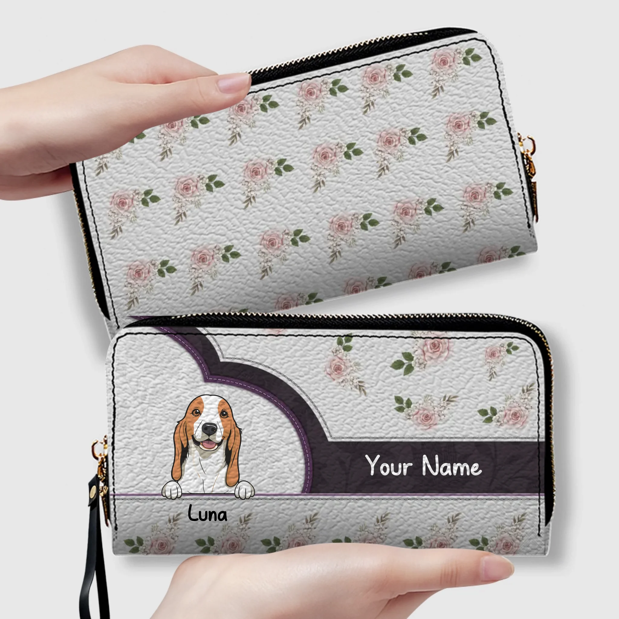 Rose Personalized Pet Wallet – Custom Dog & Cat Portrait Wallet | 89Prints
