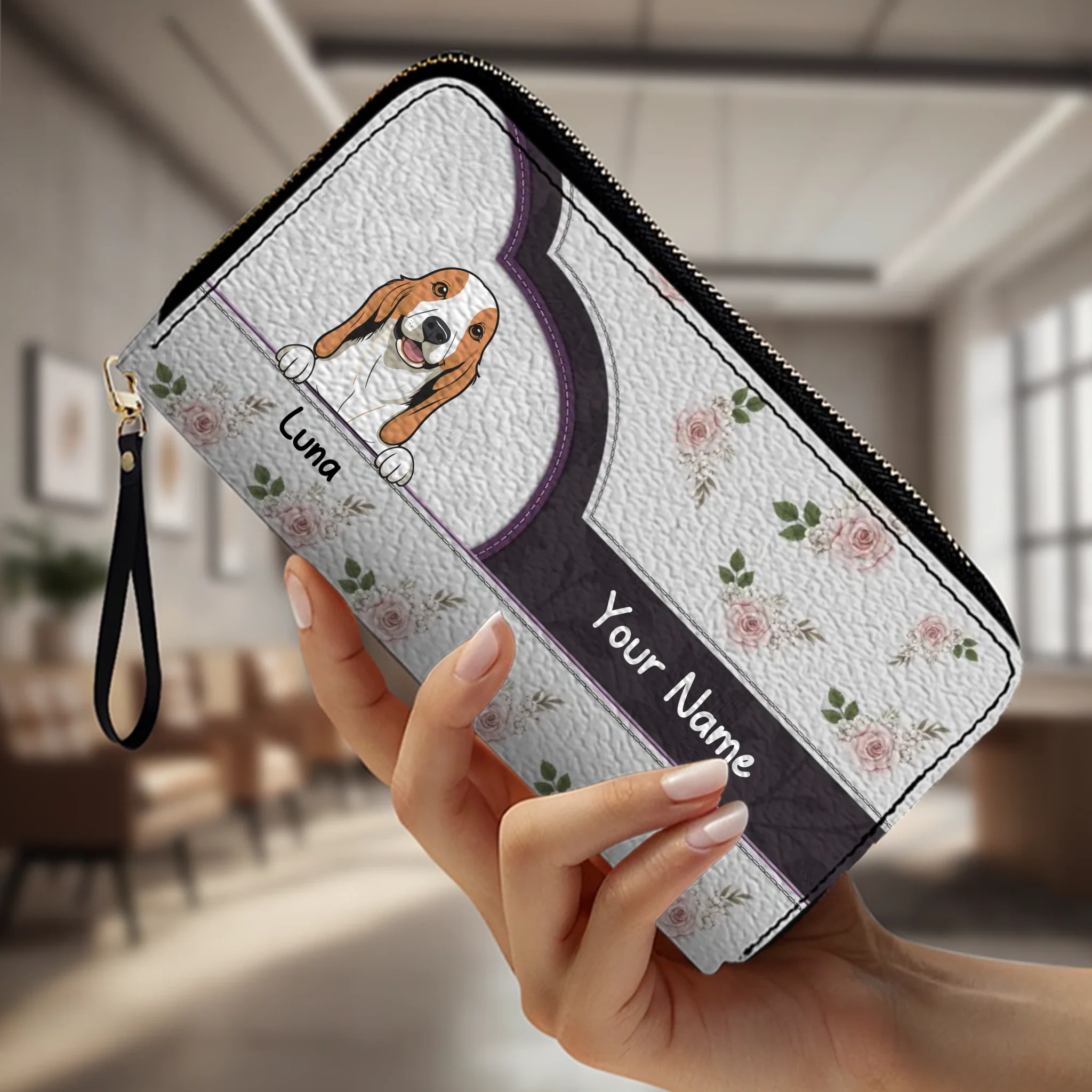 Rose Personalized Pet Wallet – Custom Dog & Cat Portrait Wallet | 89Prints