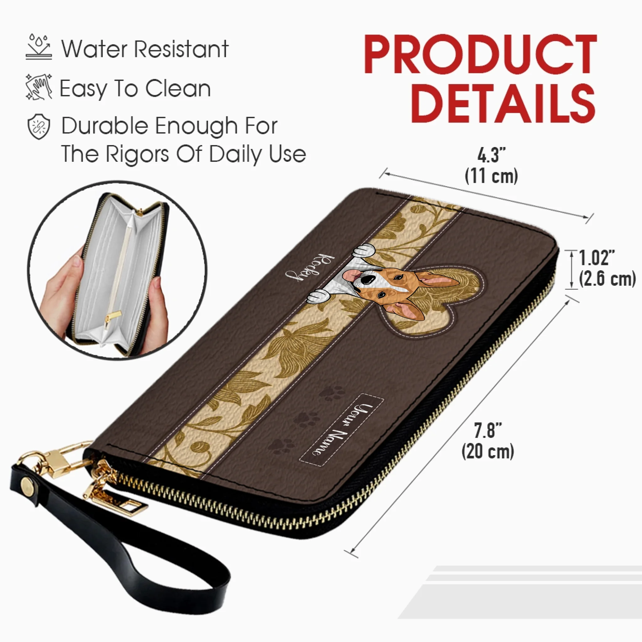 Vintage Pet Leather Wallet – Personalized Dogs & Cats | Custom Name | 89Prints