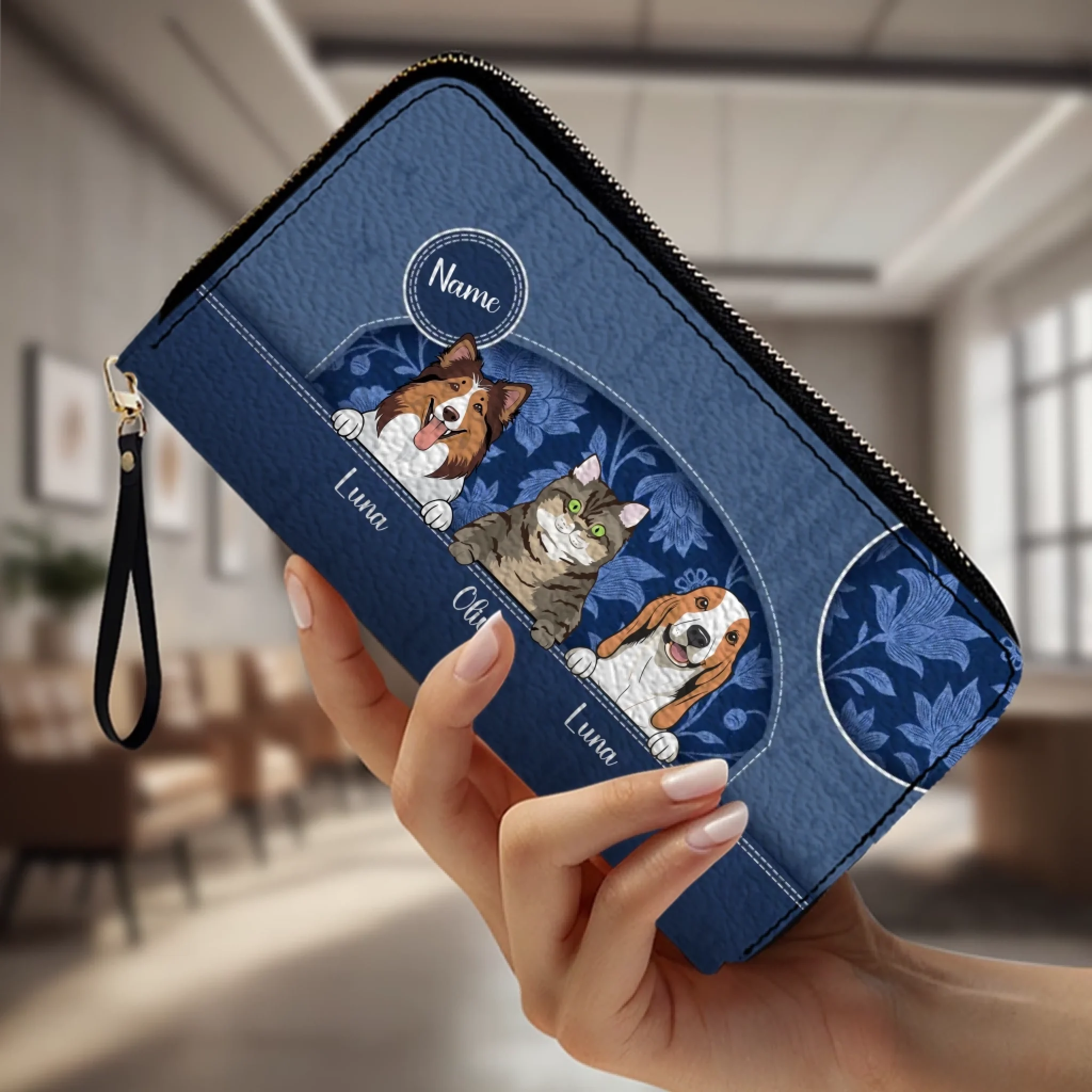 Custom Dog Lover Wallet – Personalized Leather Long Wallet - 89Prints