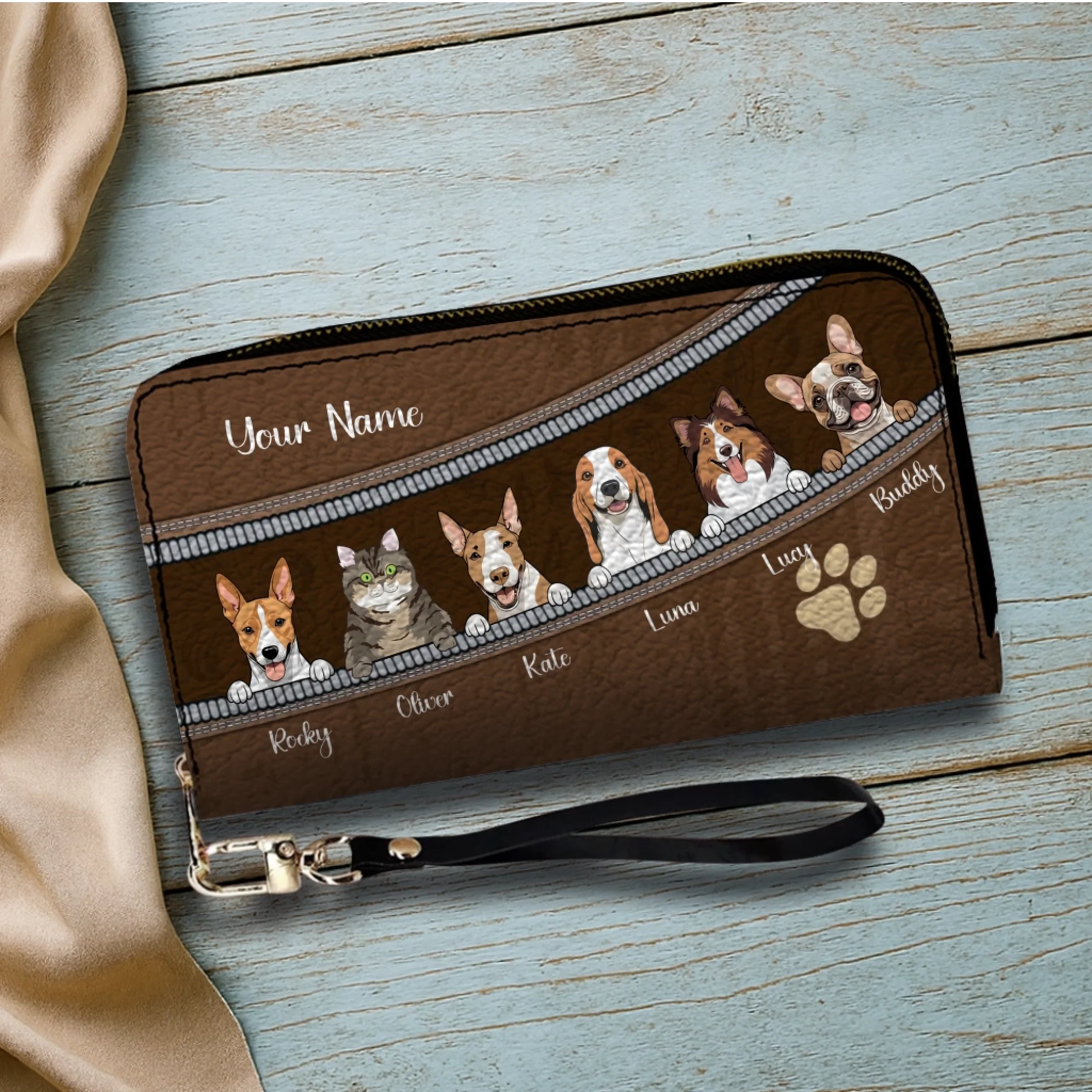 Paw Print Personalized Pet Wallet – Custom Dog & Cat Leather Wallets | 89Prints