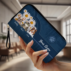 Personalized Daisy Flower Pet Wallet – Custom Dog & Cat Wallet for Pet Lovers | 89Prints