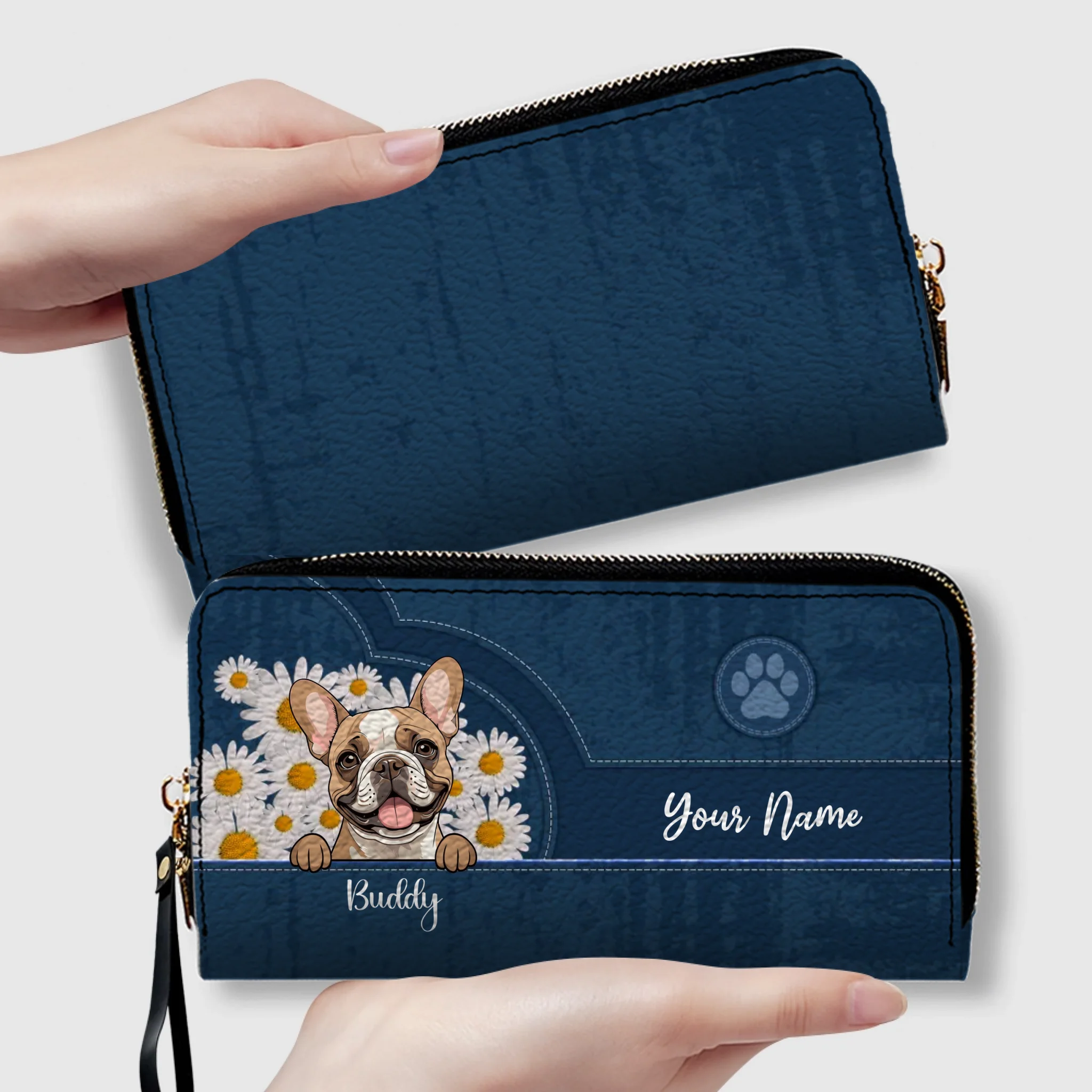 Personalized Daisy Flower Pet Wallet – Custom Dog & Cat Wallet for Pet Lovers | 89Prints