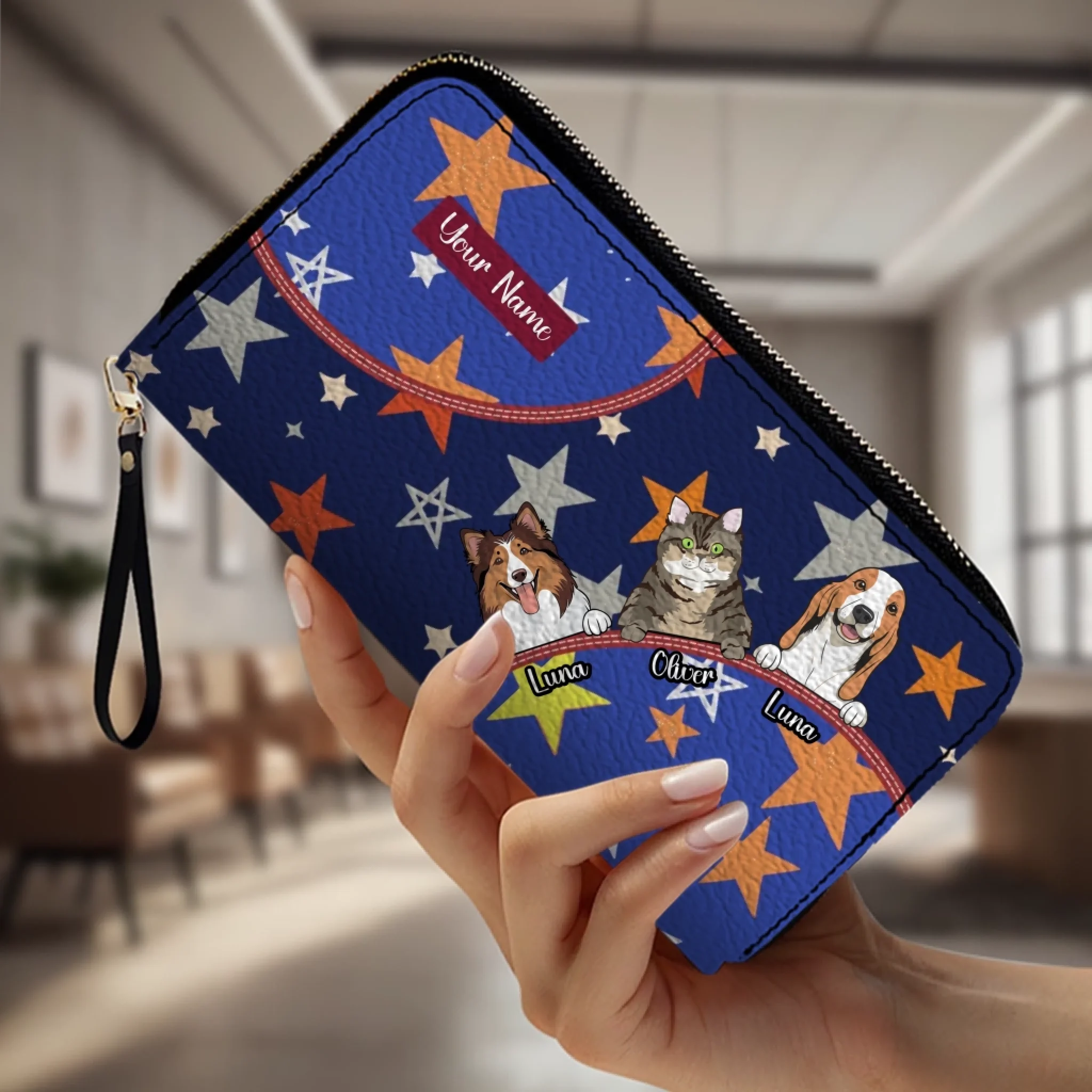Personalized Gift For Pet Lovers – Star Pattern Dog & Cat Wallet | 89Prints