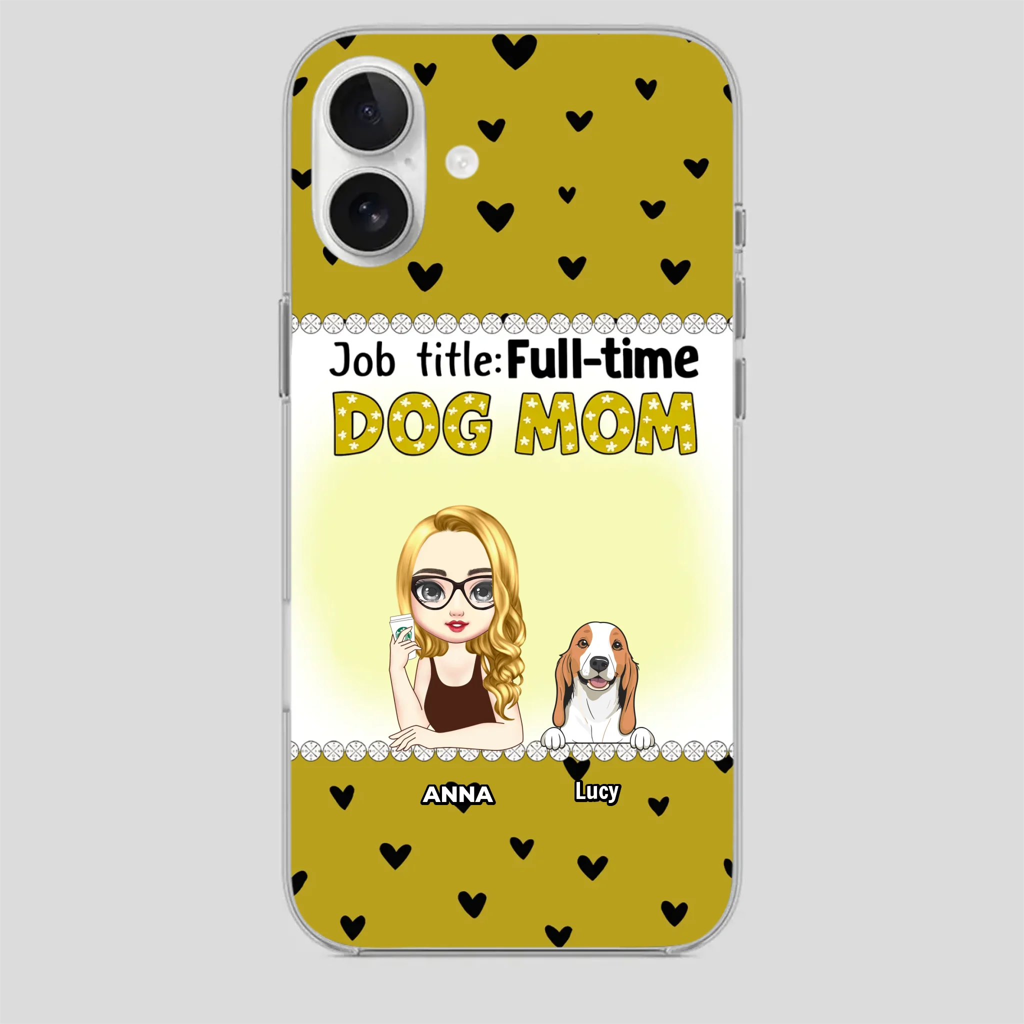Custom Dog Mom Phone Case with “Full-time Dog Mom” Graphic – Add Your Name - 89Prints