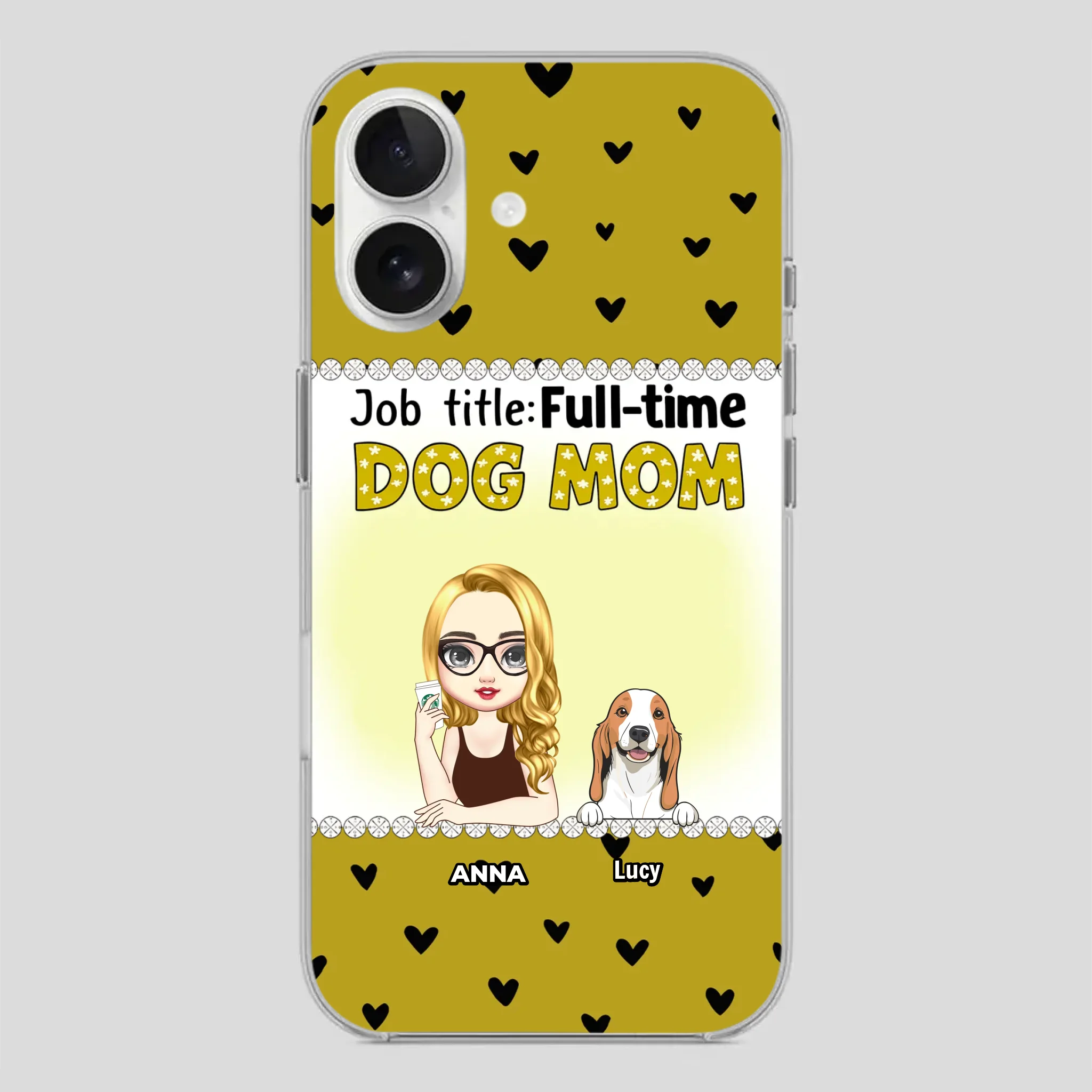 Custom Dog Mom Phone Case with “Full-time Dog Mom” Graphic – Add Your Name - 89Prints