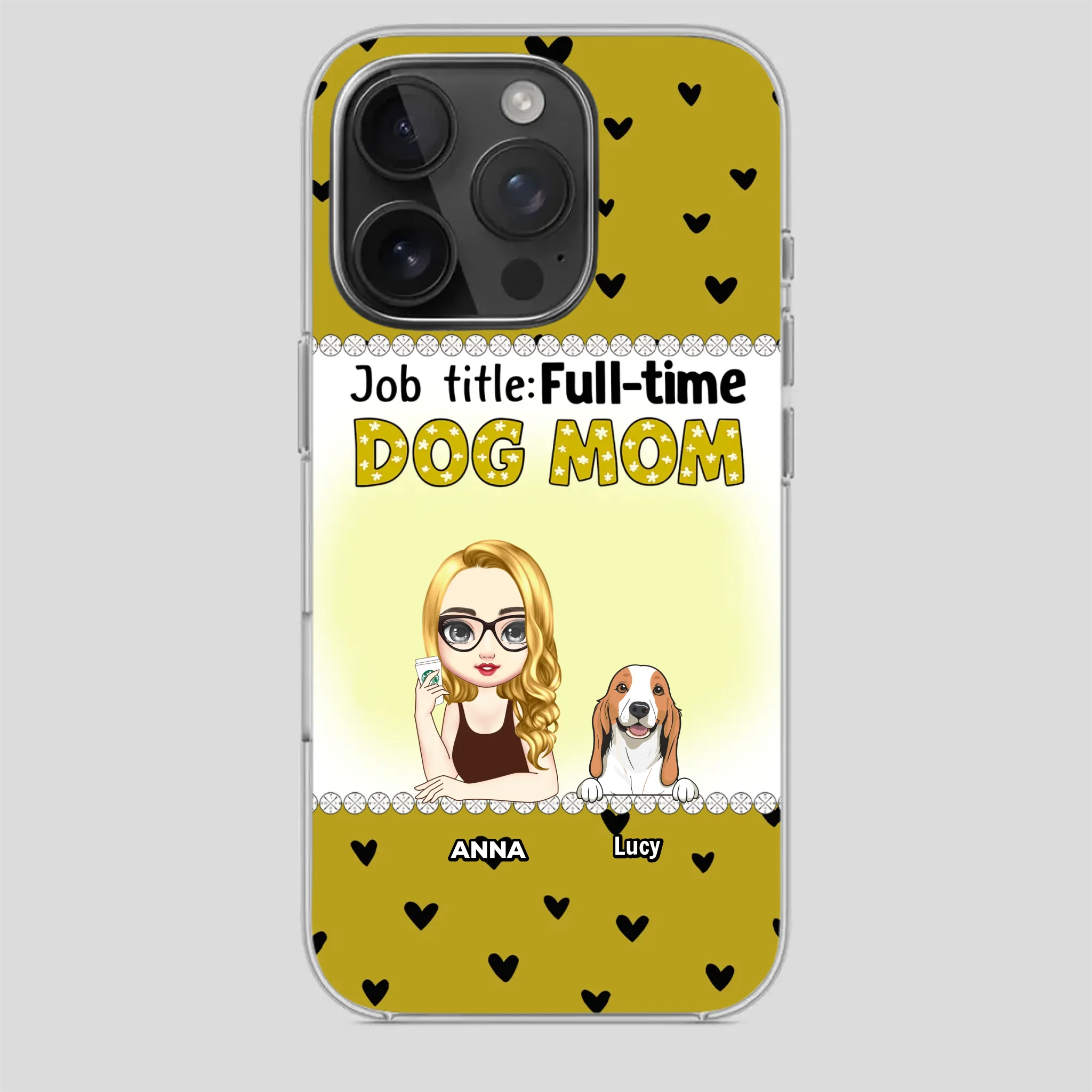 Custom Dog Mom Phone Case with “Full-time Dog Mom” Graphic – Add Your Name - 89Prints