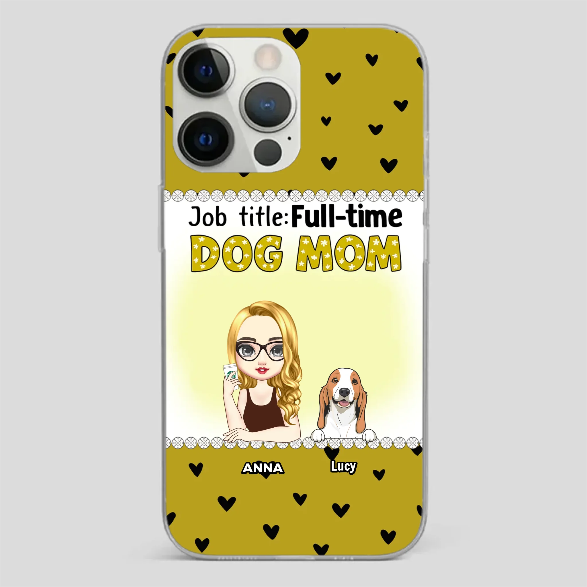 Custom Dog Mom Phone Case with “Full-time Dog Mom” Graphic – Add Your Name - 89Prints