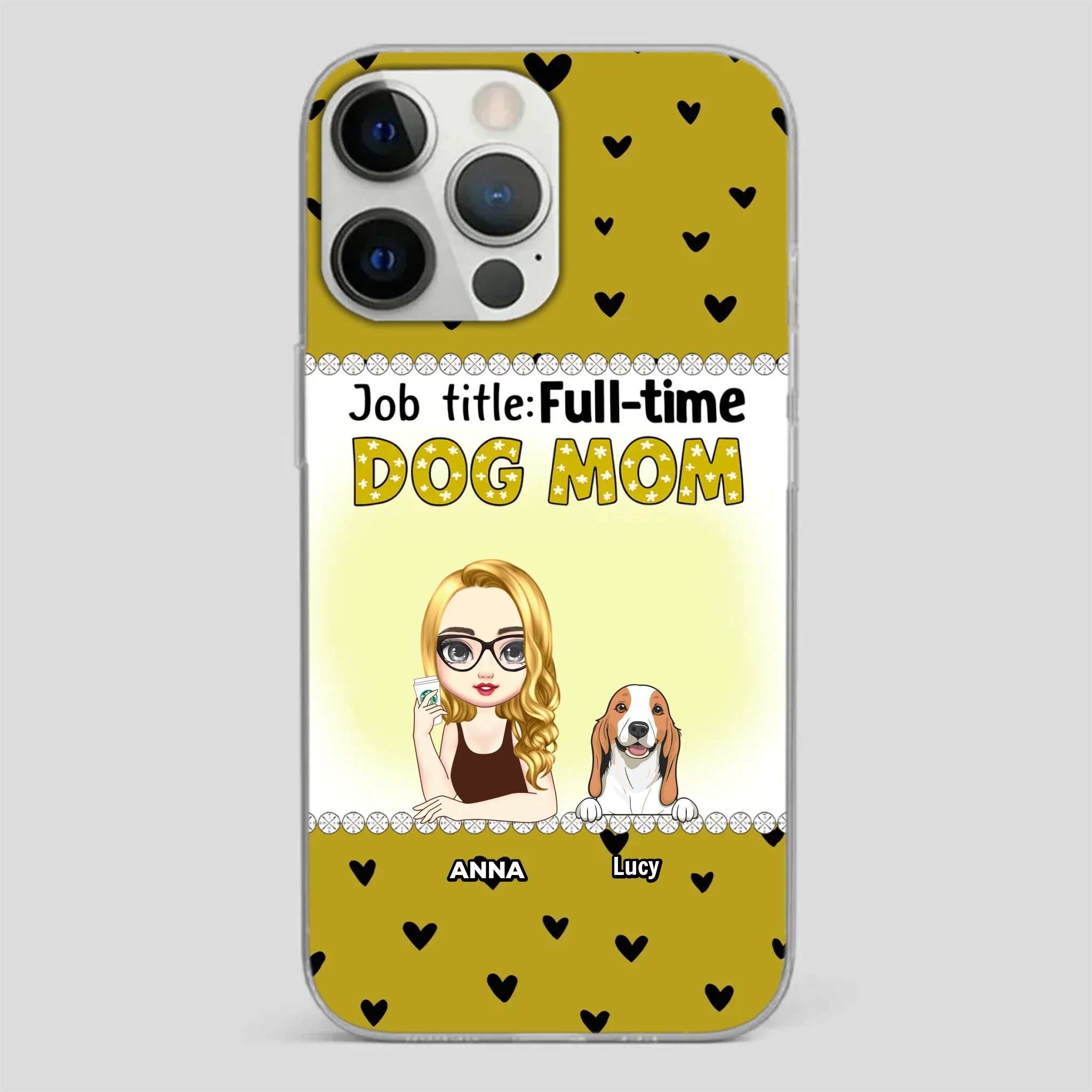 Custom Dog Mom Phone Case with “Full-time Dog Mom” Graphic – Add Your Name - 89Prints