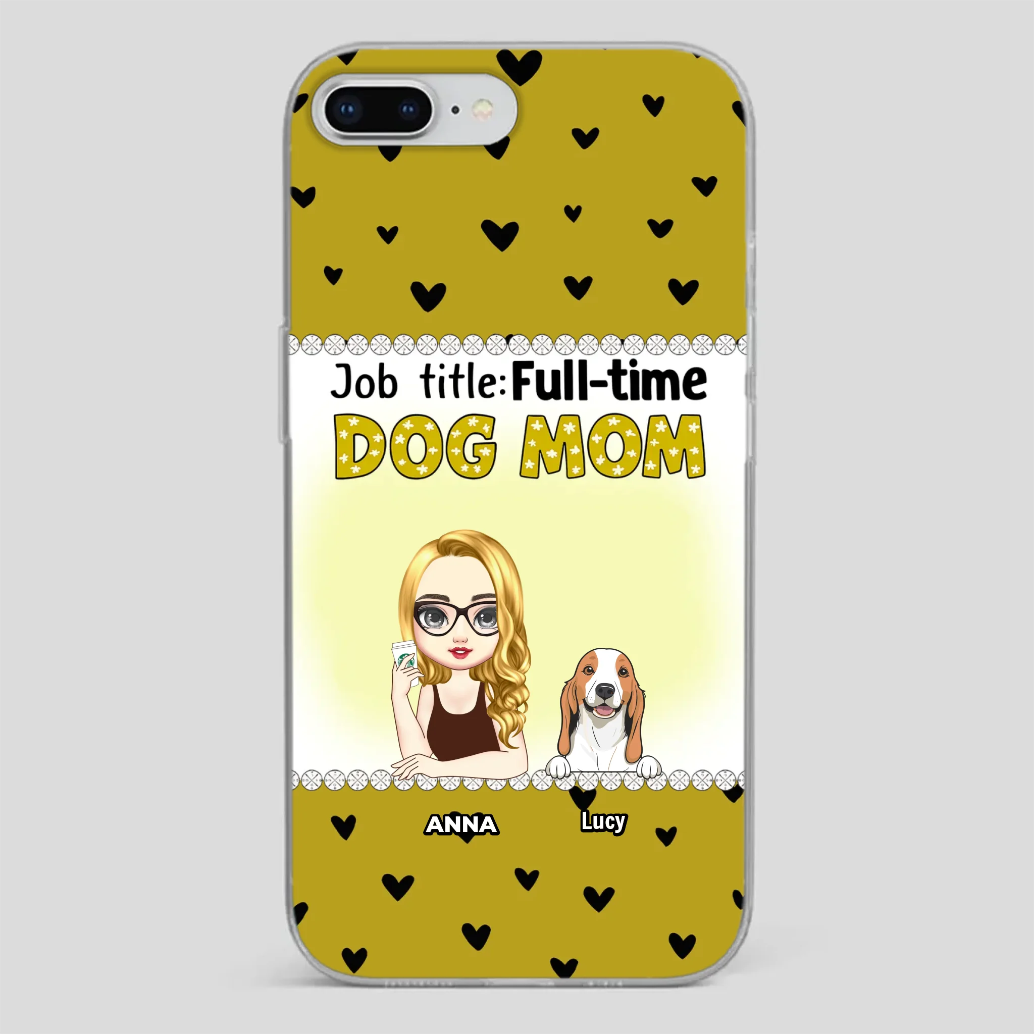 Custom Dog Mom Phone Case with “Full-time Dog Mom” Graphic – Add Your Name - 89Prints