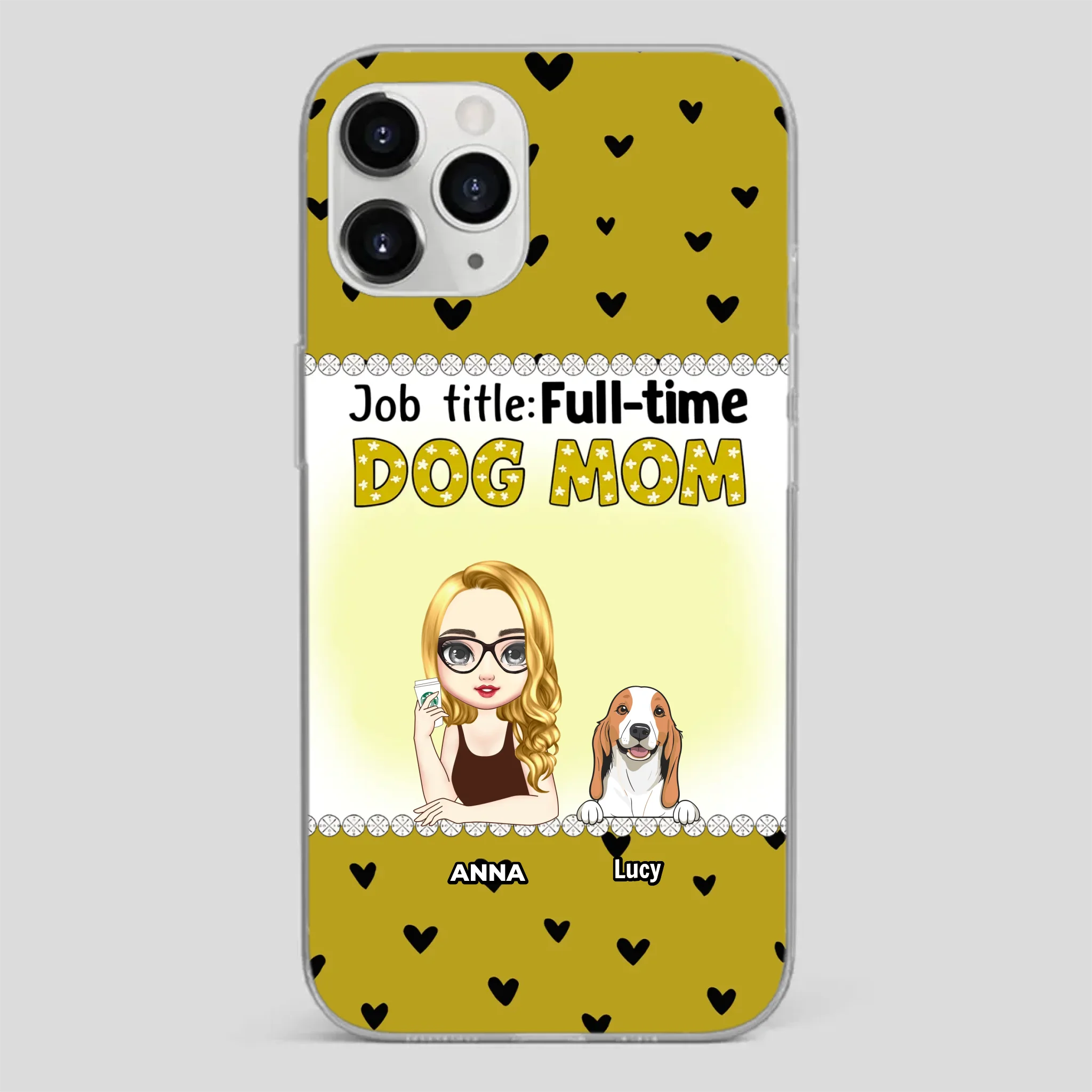 Custom Dog Mom Phone Case with “Full-time Dog Mom” Graphic – Add Your Name - 89Prints