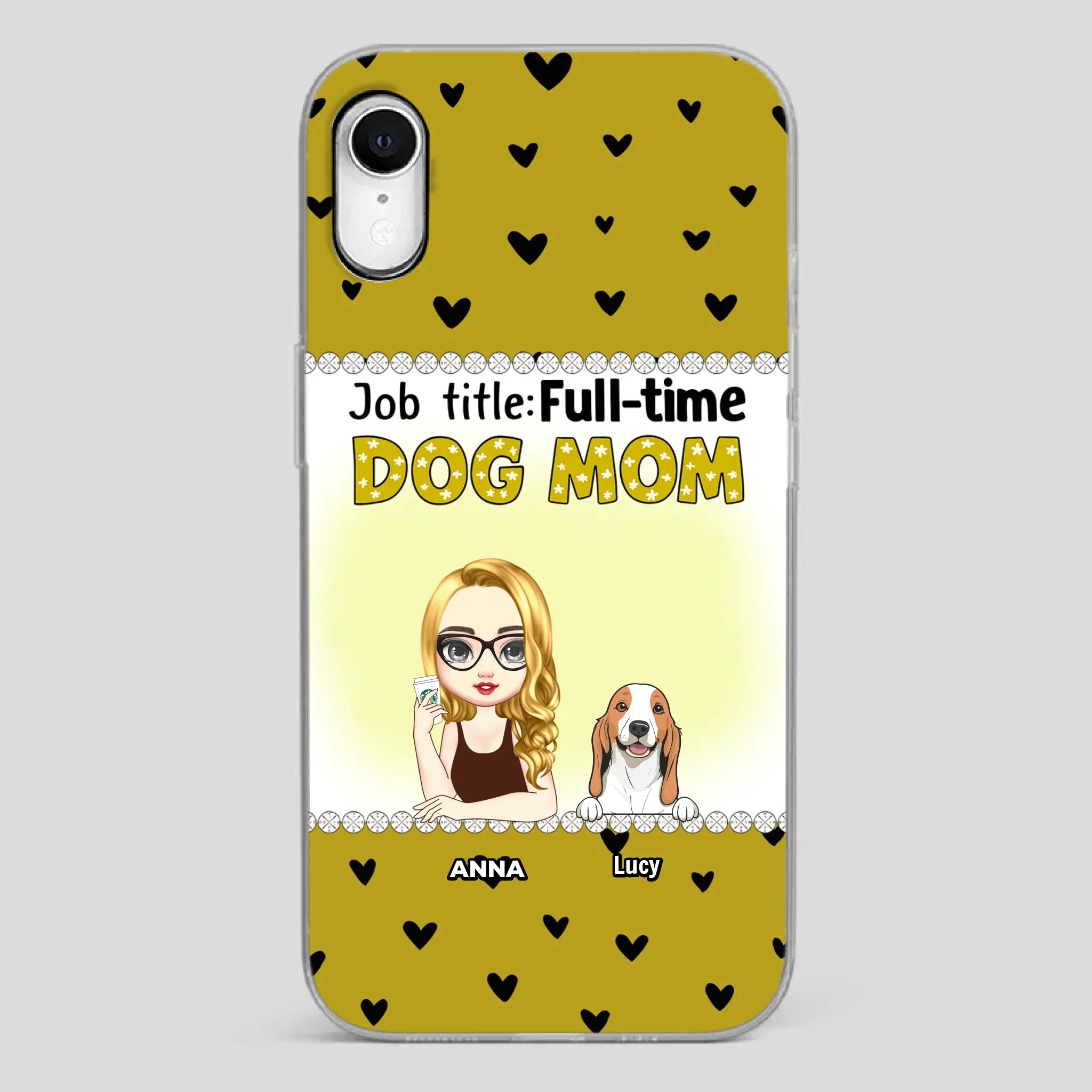 Custom Dog Mom Phone Case with “Full-time Dog Mom” Graphic – Add Your Name - 89Prints