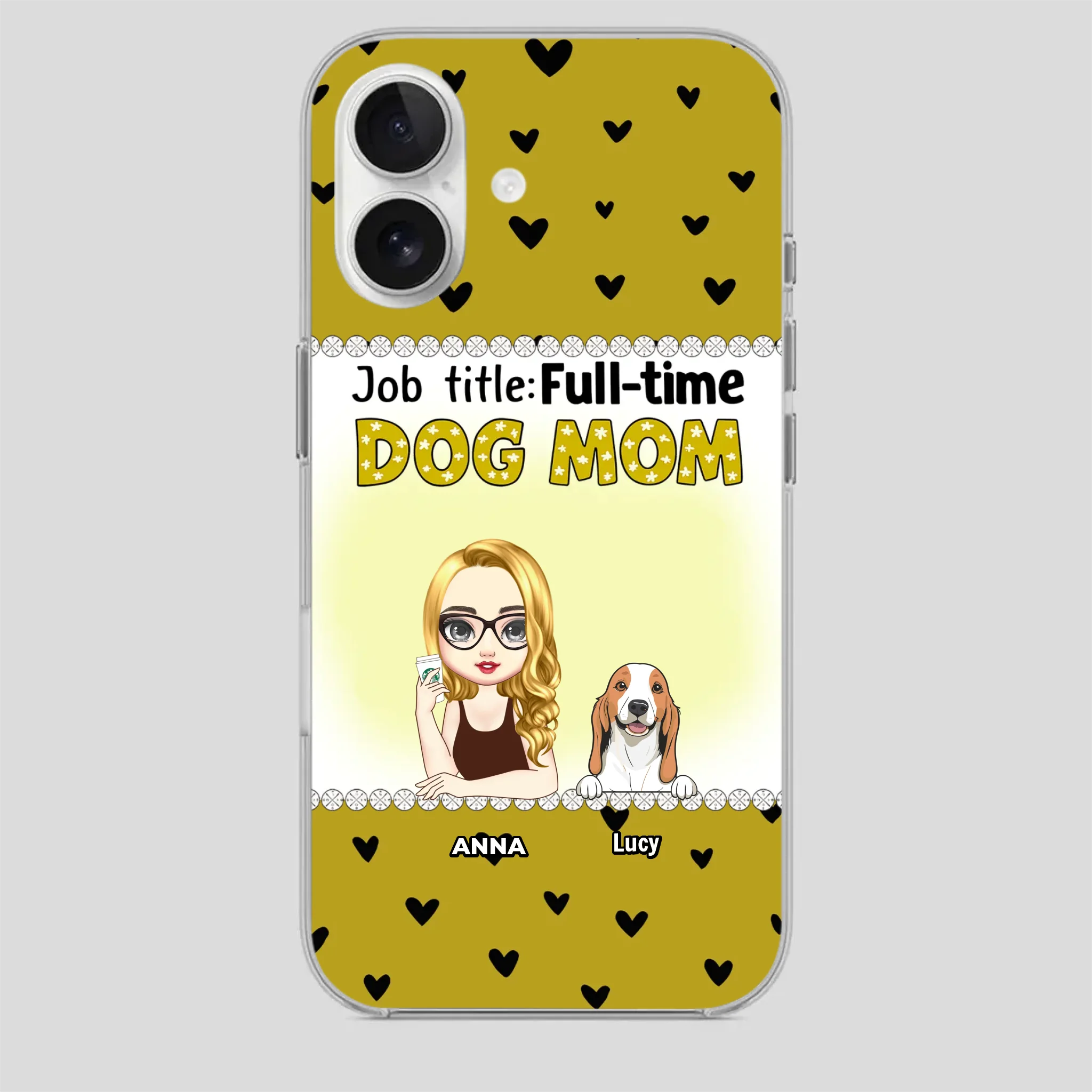 Custom Dog Mom Phone Case with “Full-time Dog Mom” Graphic – Add Your Name - 89Prints
