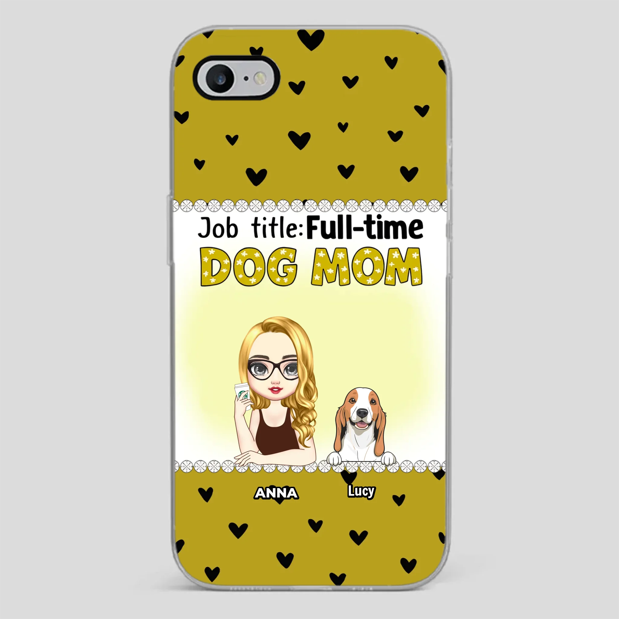 Custom Dog Mom Phone Case with “Full-time Dog Mom” Graphic – Add Your Name - 89Prints