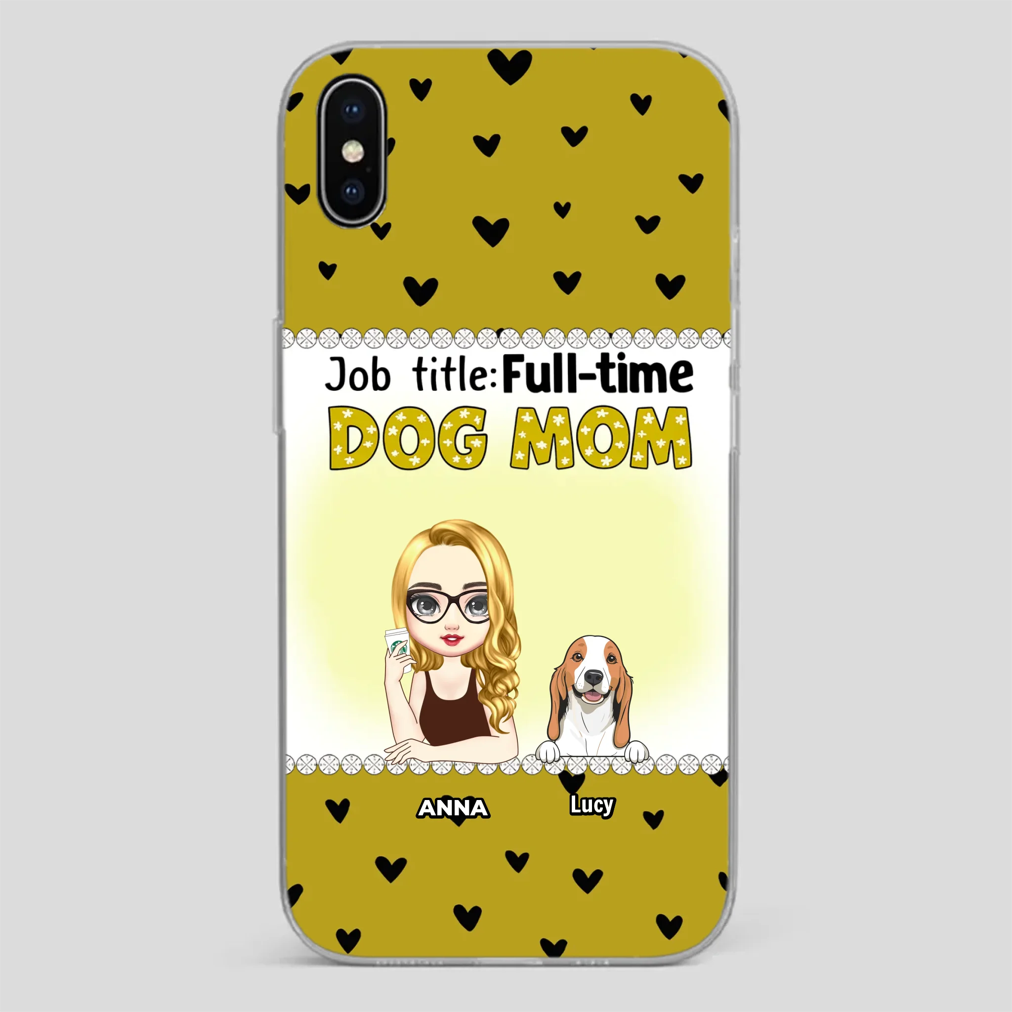 Custom Dog Mom Phone Case with “Full-time Dog Mom” Graphic – Add Your Name - 89Prints