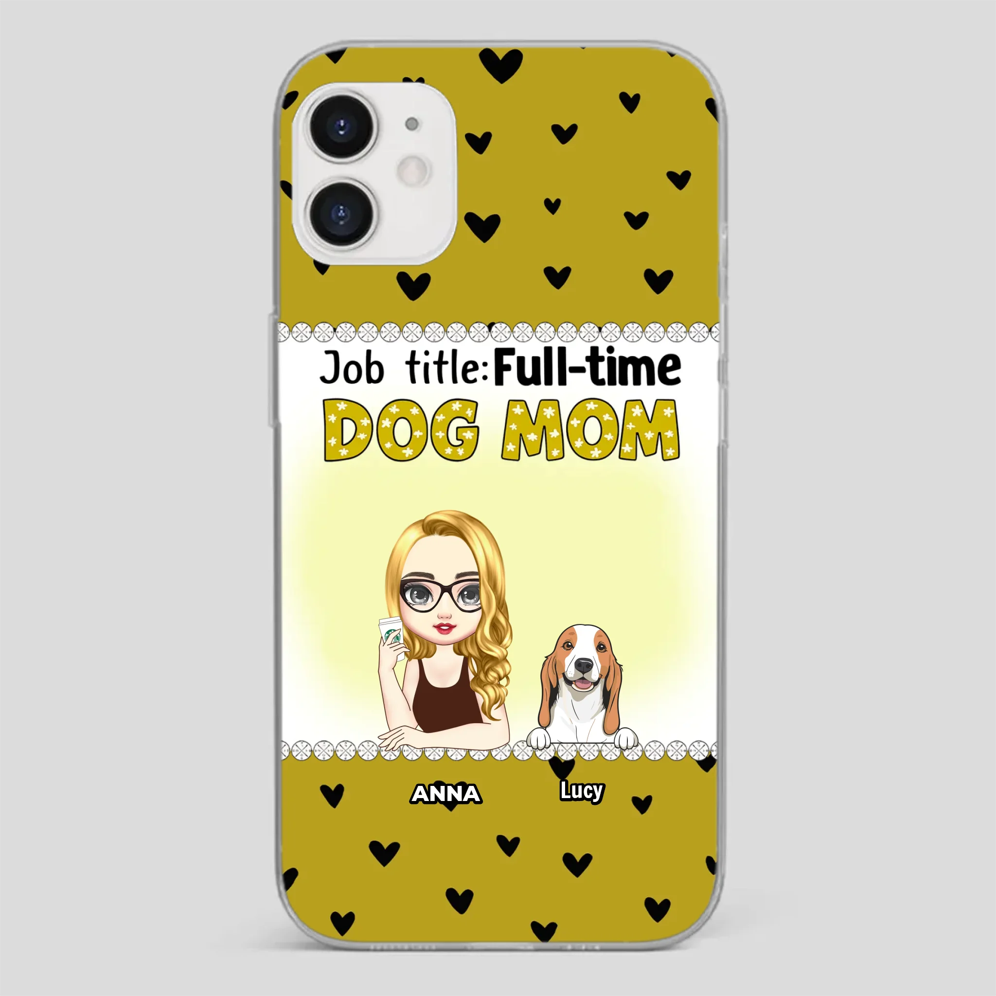 Custom Dog Mom Phone Case with “Full-time Dog Mom” Graphic – Add Your Name - 89Prints