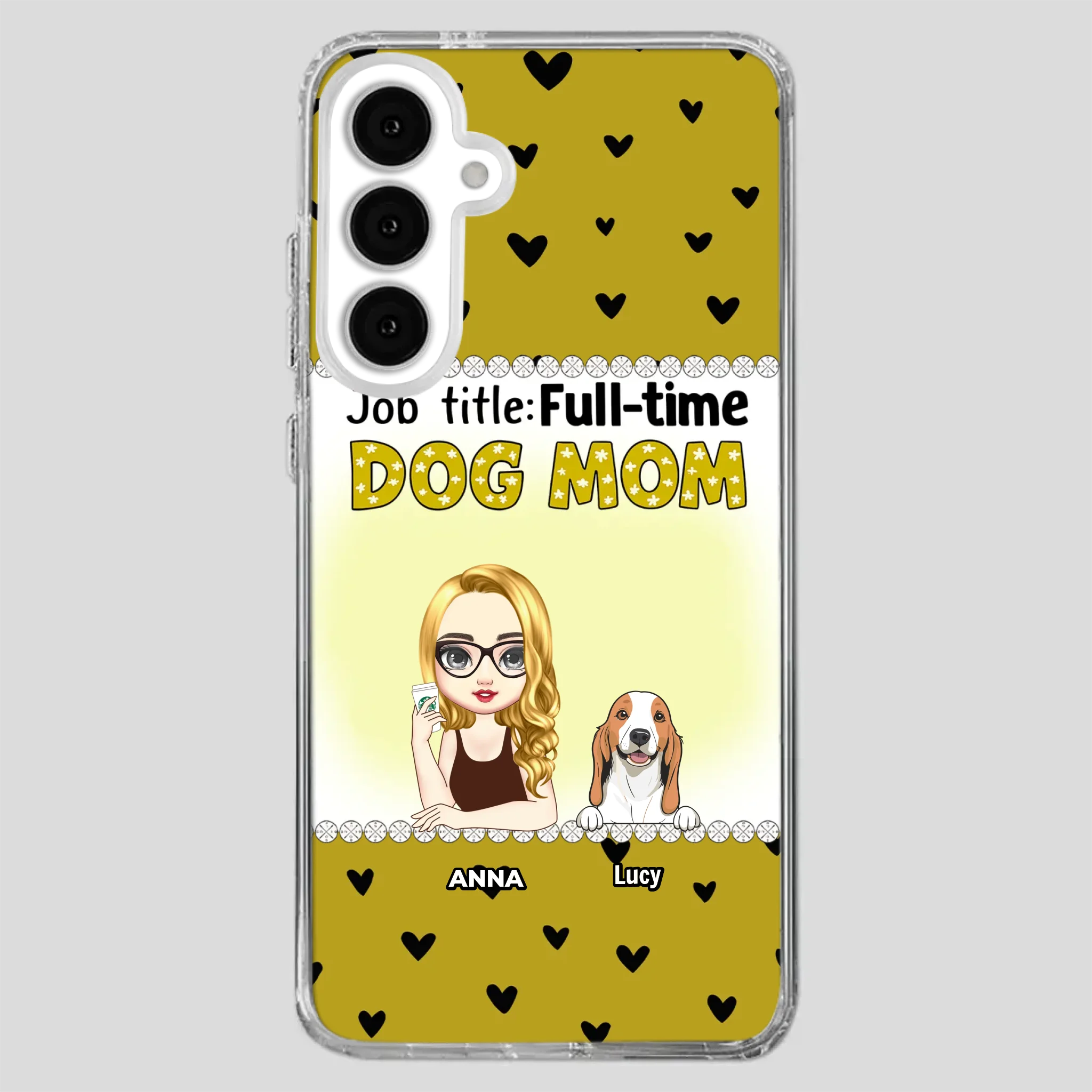 Custom Dog Mom Phone Case with “Full-time Dog Mom” Graphic – Add Your Name - 89Prints