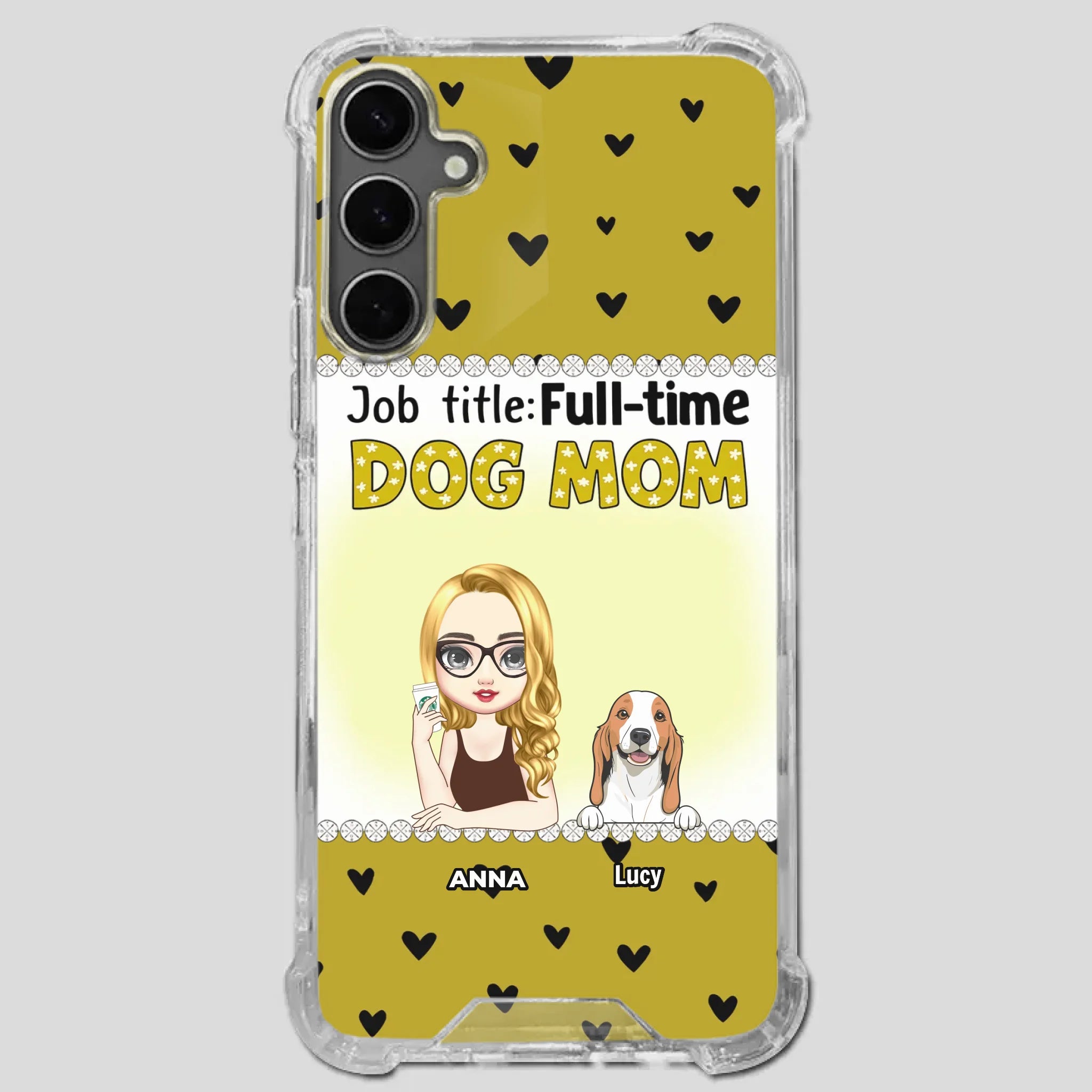 Custom Dog Mom Phone Case with “Full-time Dog Mom” Graphic – Add Your Name - 89Prints