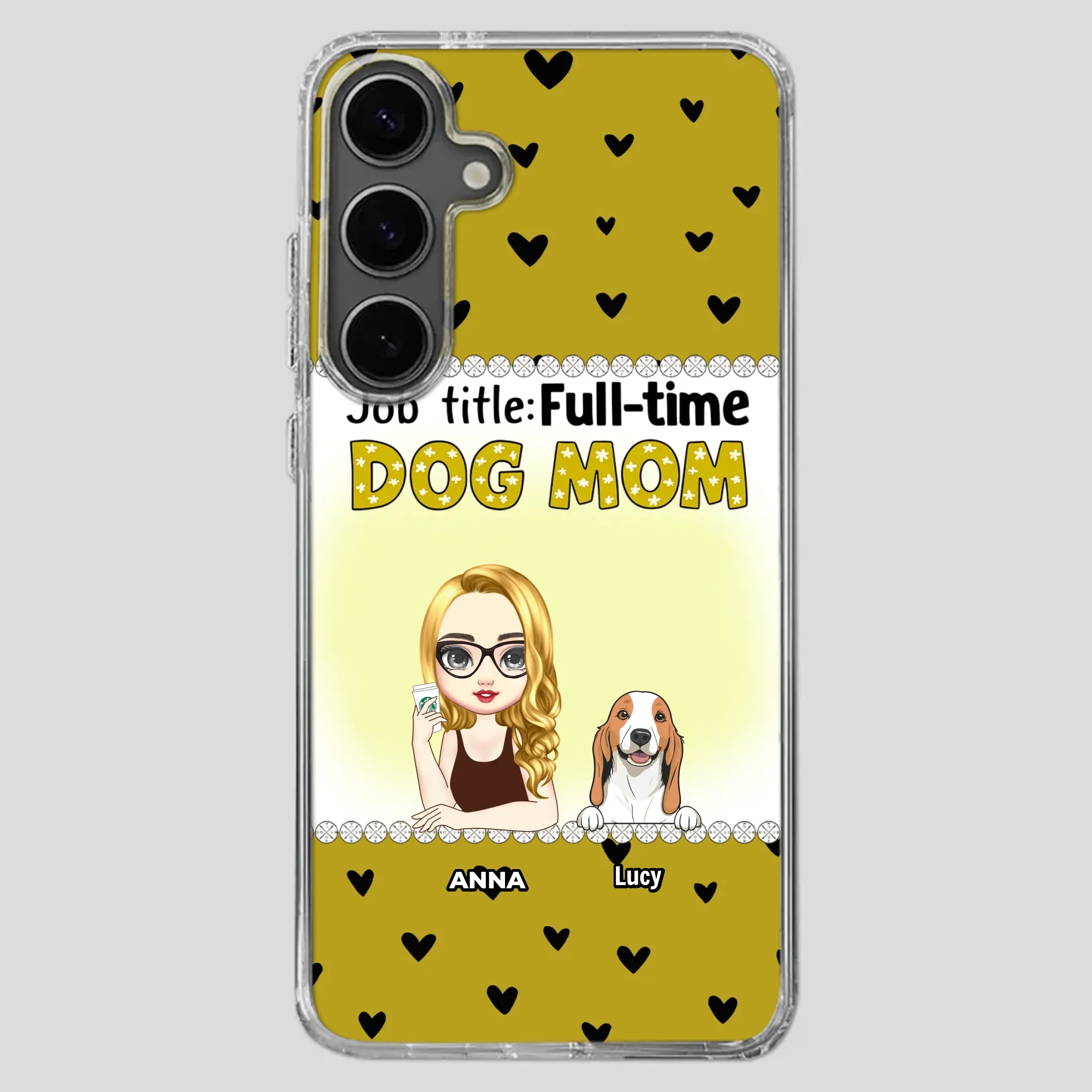 Custom Dog Mom Phone Case with “Full-time Dog Mom” Graphic – Add Your Name - 89Prints