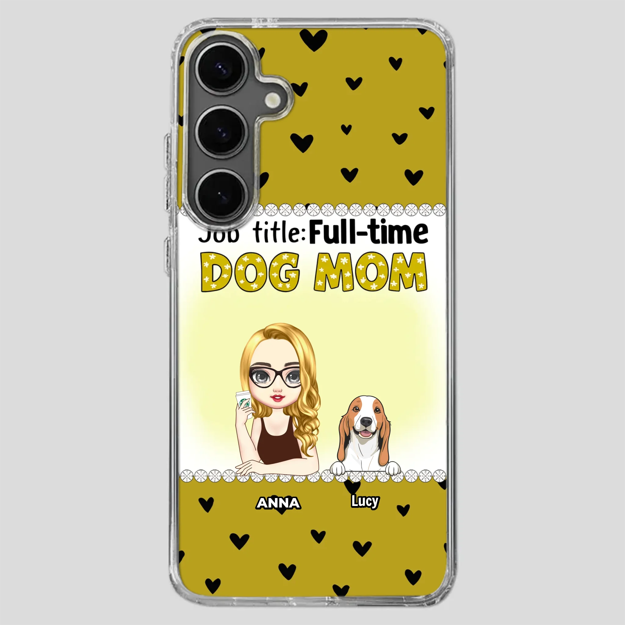 Custom Dog Mom Phone Case with “Full-time Dog Mom” Graphic – Add Your Name - 89Prints