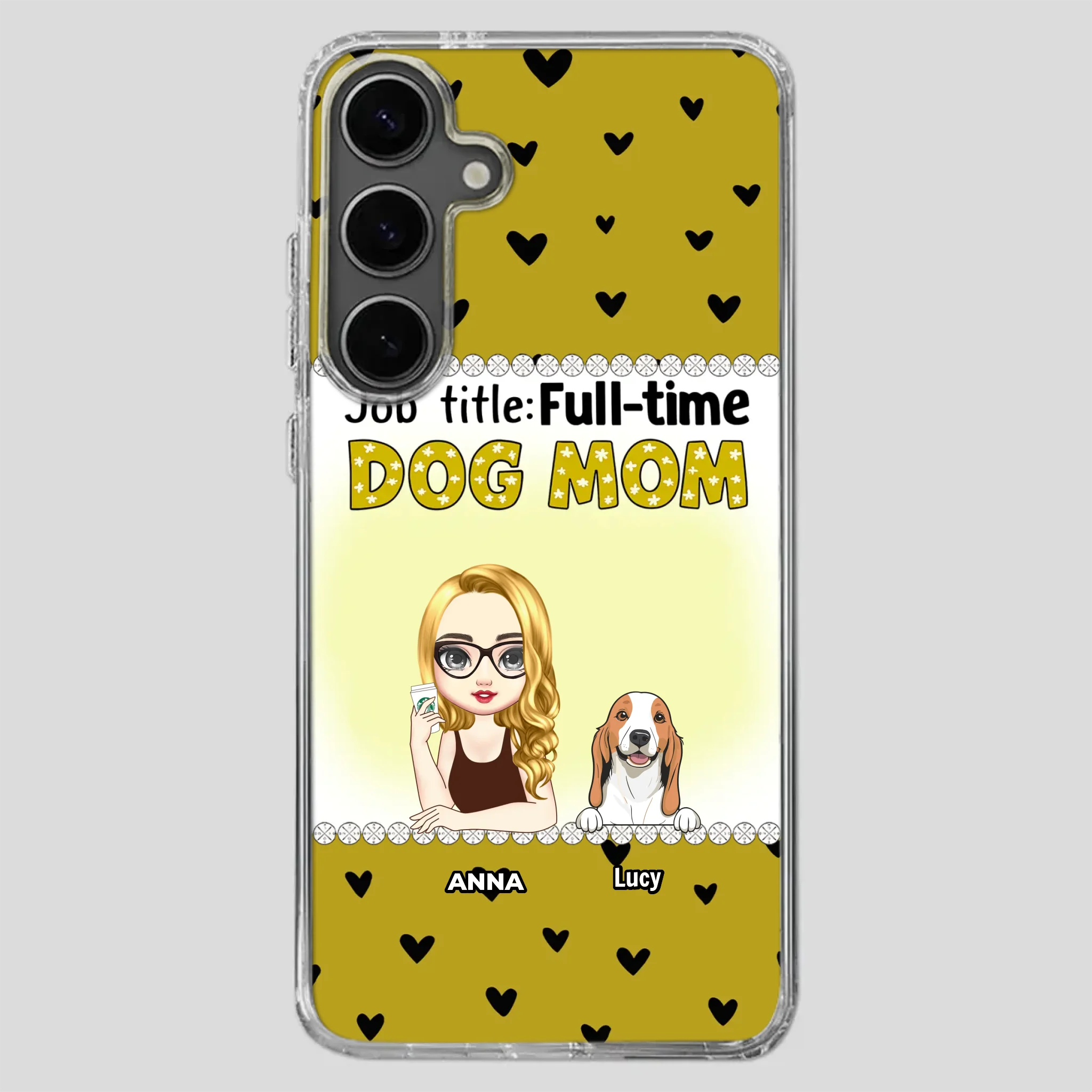 Custom Dog Mom Phone Case with “Full-time Dog Mom” Graphic – Add Your Name - 89Prints