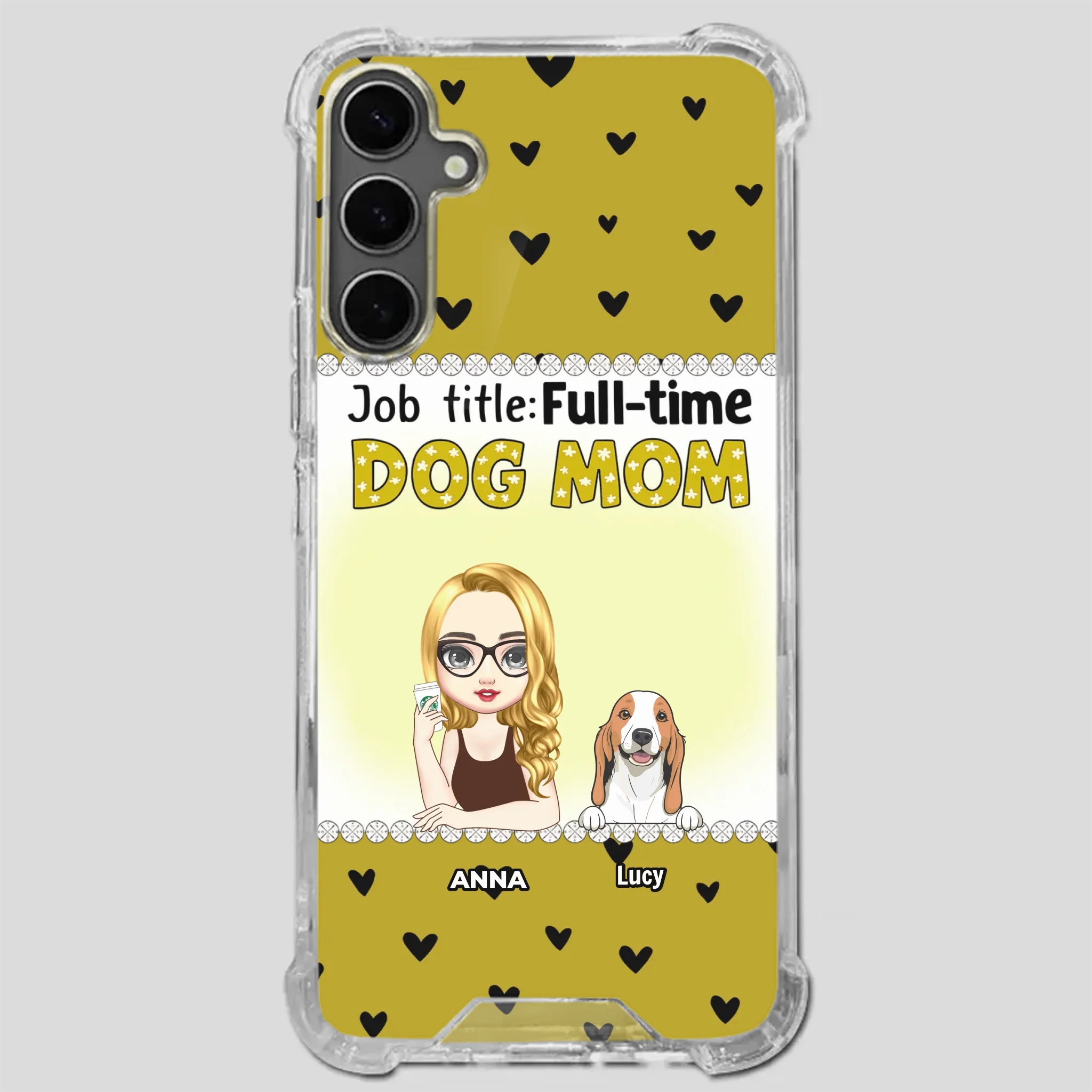 Custom Dog Mom Phone Case with “Full-time Dog Mom” Graphic – Add Your Name - 89Prints