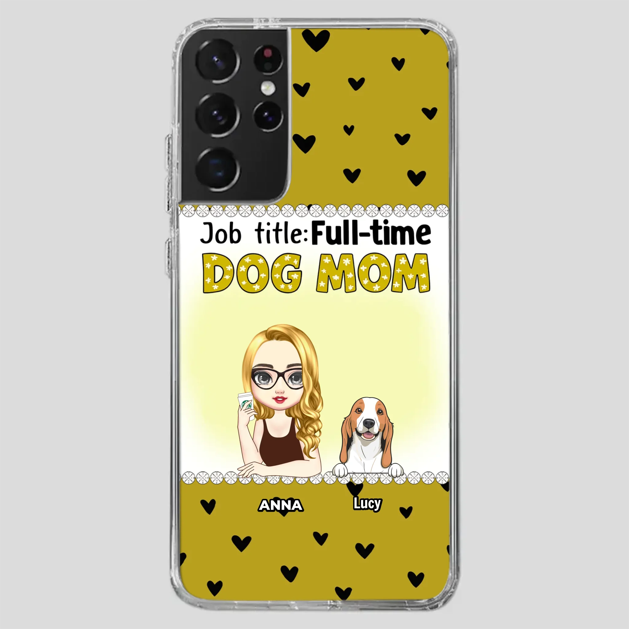 Custom Dog Mom Phone Case with “Full-time Dog Mom” Graphic – Add Your Name - 89Prints
