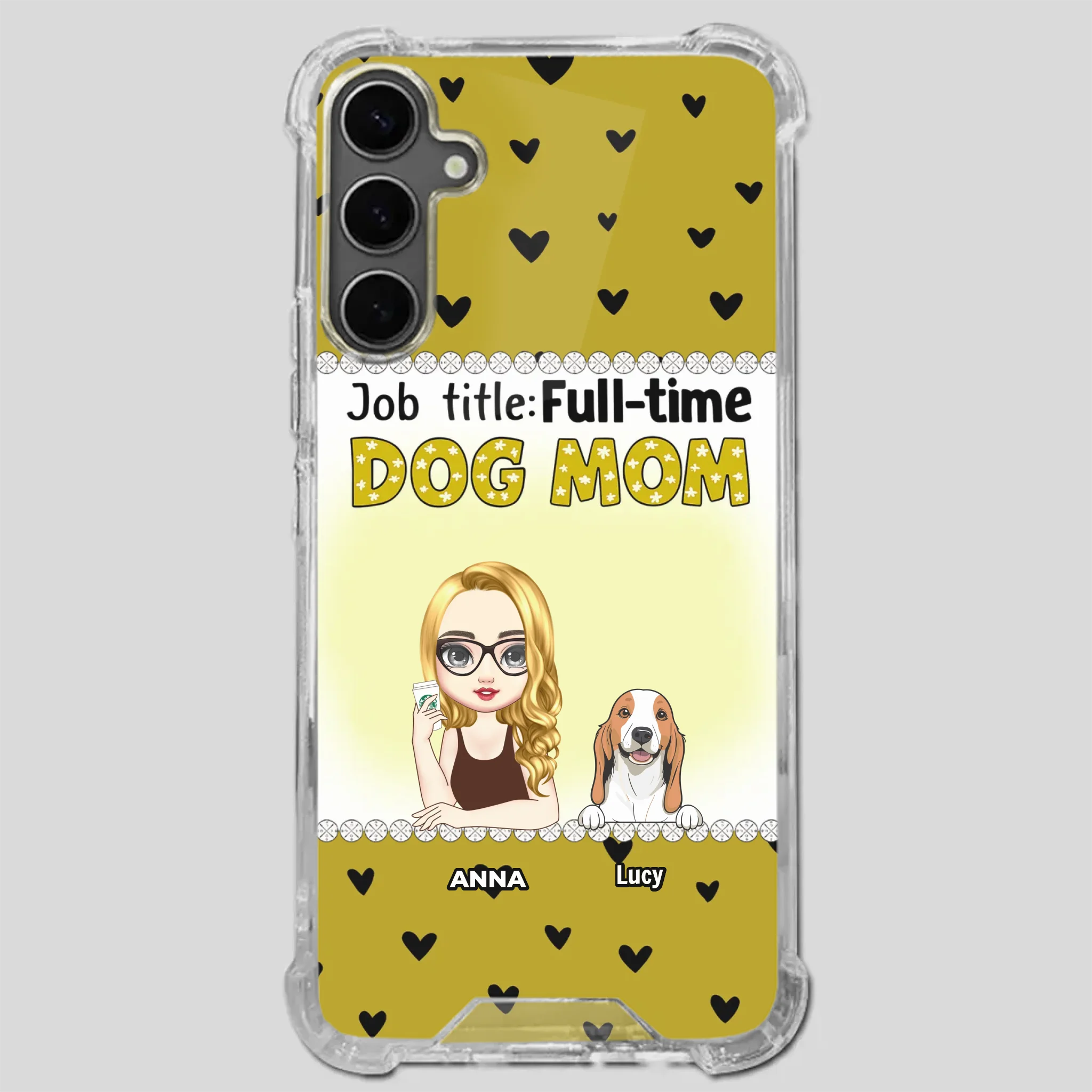 Custom Dog Mom Phone Case with “Full-time Dog Mom” Graphic – Add Your Name - 89Prints
