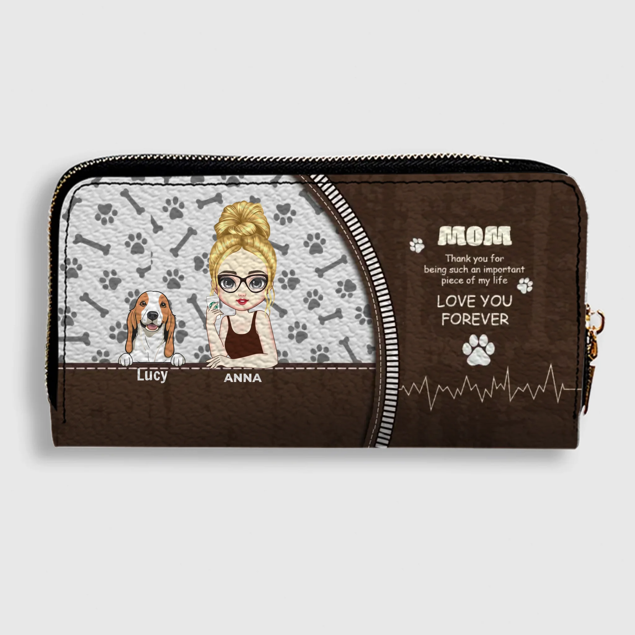 Dog Wallet Purse – Custom Person & Dog Clutch Wallet, Cute Dog Zip Purse for Dog Lover Gift - 89Prints