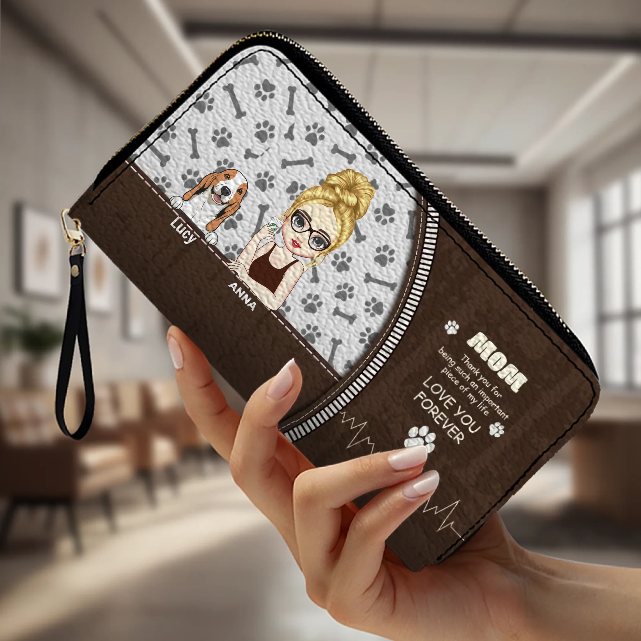 Dog Wallet Purse – Custom Person & Dog Clutch Wallet, Cute Dog Zip Purse for Dog Lover Gift - 89Prints