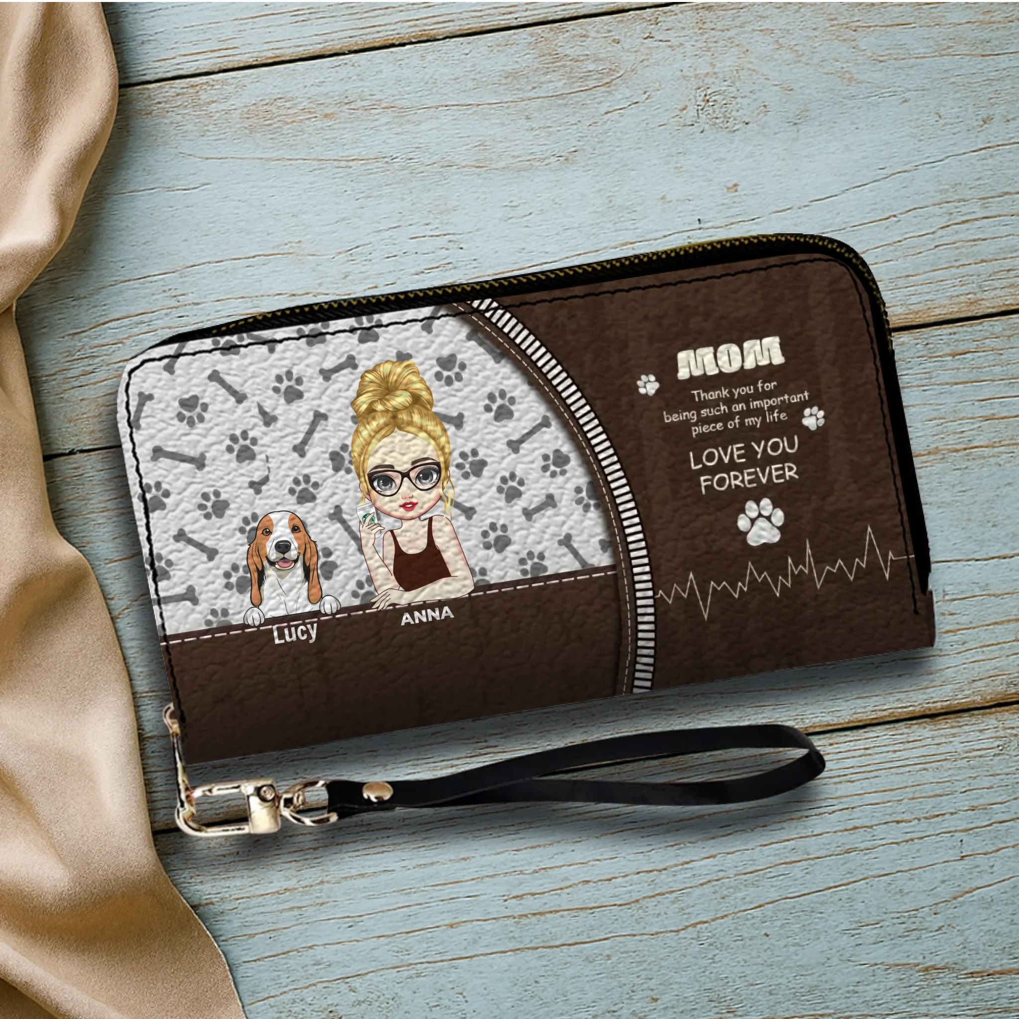 Dog Wallet Purse – Custom Person & Dog Clutch Wallet, Cute Dog Zip Purse for Dog Lover Gift - 89Prints