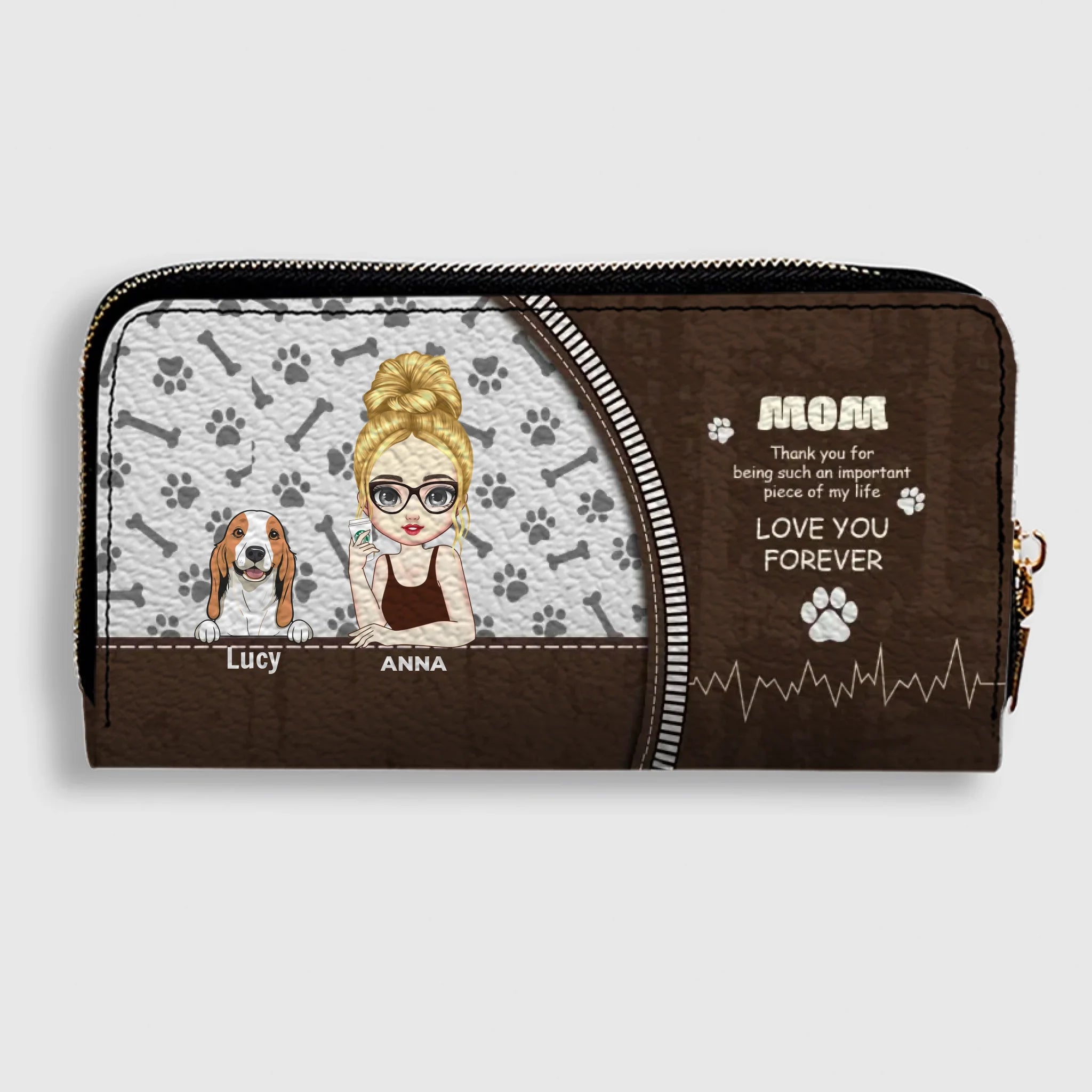 Dog Wallet Purse – Custom Person & Dog Clutch Wallet, Cute Dog Zip Purse for Dog Lover Gift - 89Prints