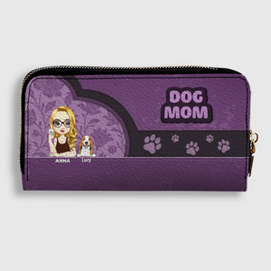 Personalized Pet Lover Wallet for Women – Dog Mom Faux Leather Cartoon Design - 89Prints