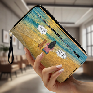 I Will Carry You With Me – Custom Memorial Dog Wallet, Personalized Person & Dog Beach Scene Purse - 89Prints