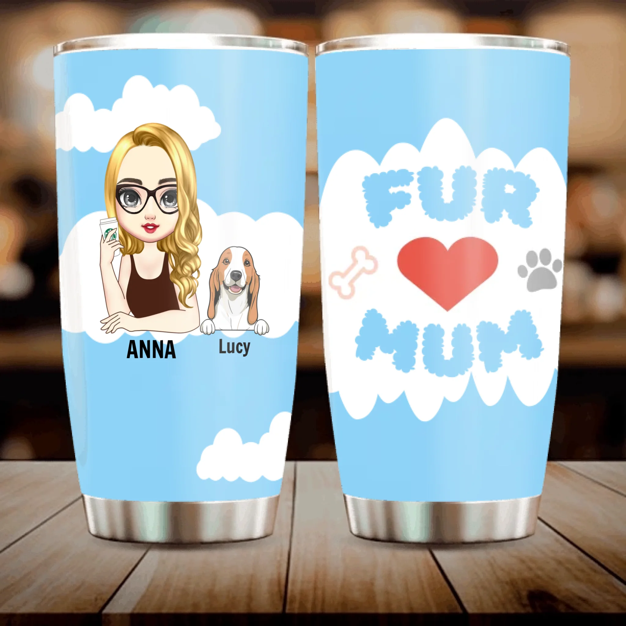 Custom Pet Lover Tumbler – Cartoon Woman with Dog Design, Perfect Gift - 89Prints