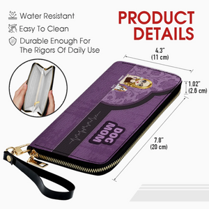 Dog Mom Zip-Around Wallet – Cartoon Pet Artwork with “DOG MOM” Print - 89Prints