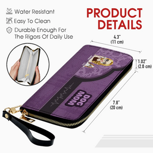 Dog Mom Zip-Around Wallet – Cartoon Pet Artwork with “DOG MOM” Print - 89Prints