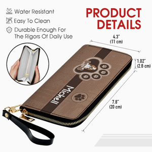 Custom Leather Long Wallet – Your Dog & Paw Print Design, Personalized Gift for Dog Lovers - 89Prints