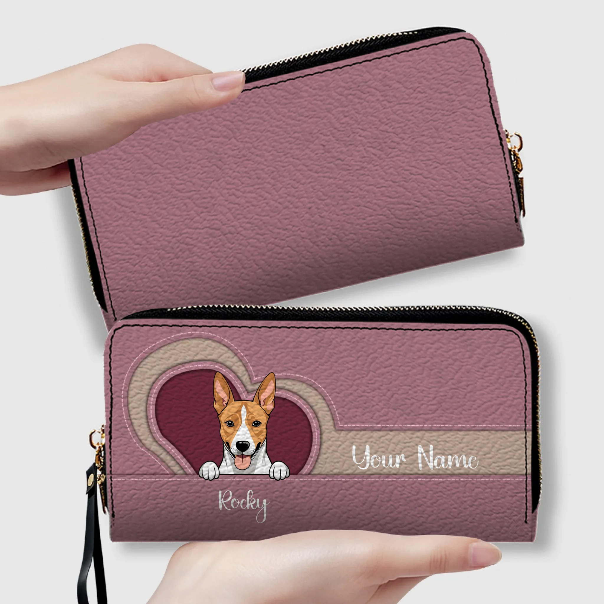 Custom Long Wallet – Personalized 1–2 Dogs Design, Basic Pattern Wallet Gift for Dog Lovers - 89Prints