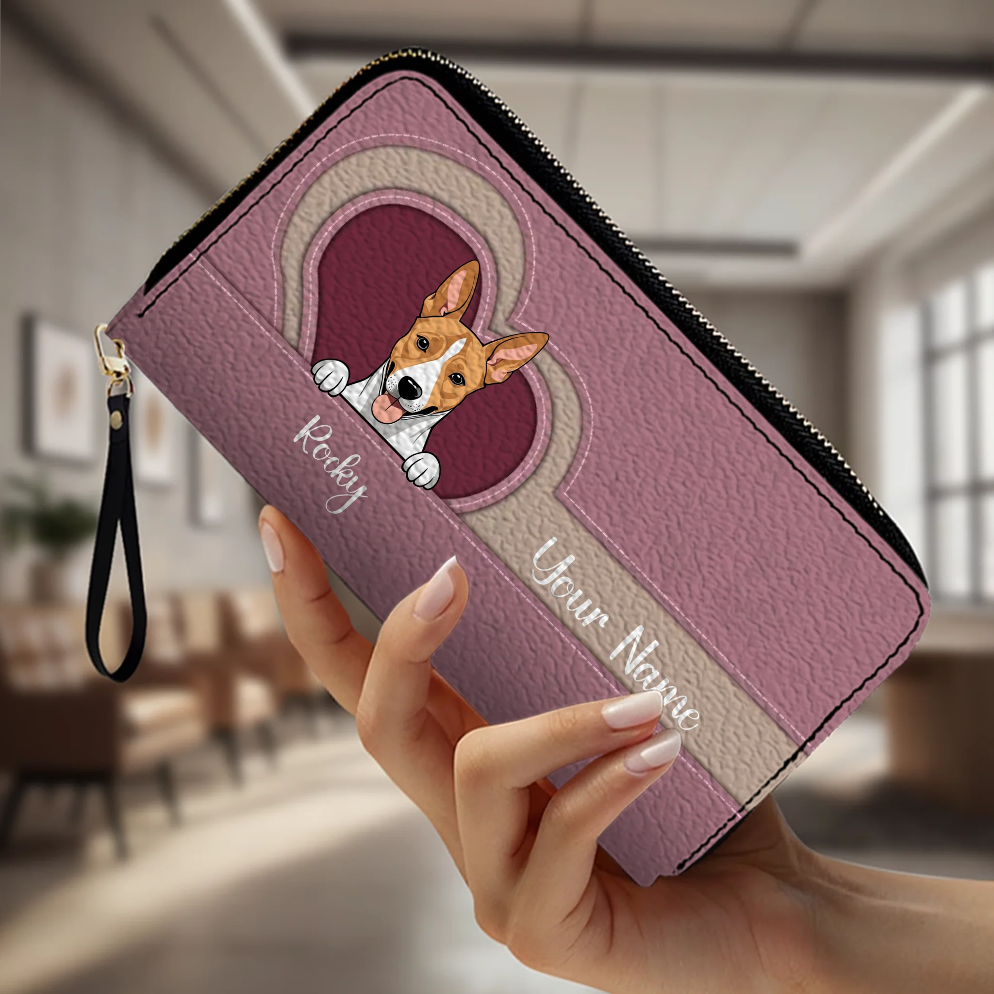 Custom Long Wallet – Personalized 1–2 Dogs Design, Basic Pattern Wallet Gift for Dog Lovers - 89Prints